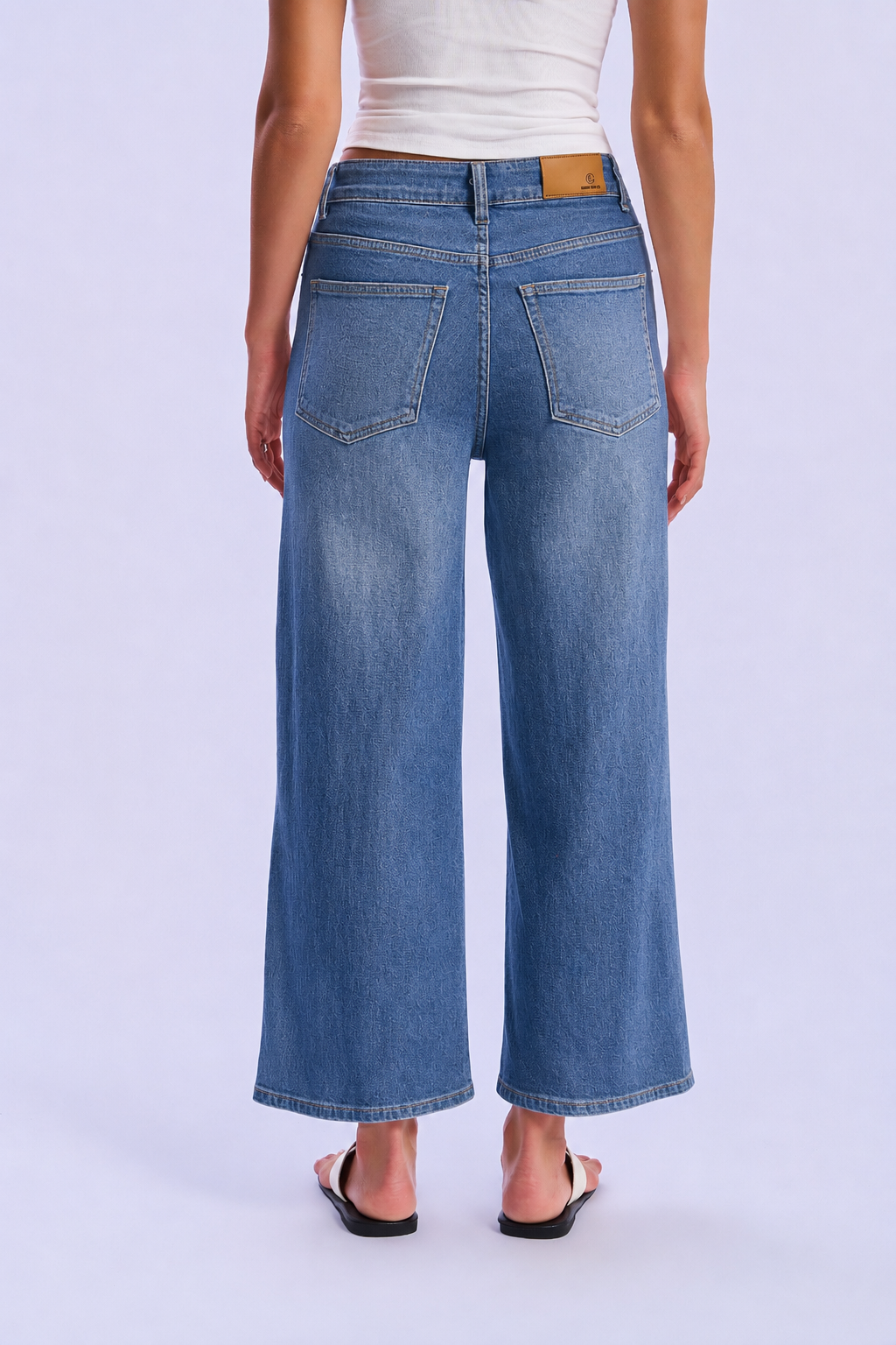 High-Waisted Straight Wide-Leg Jeans