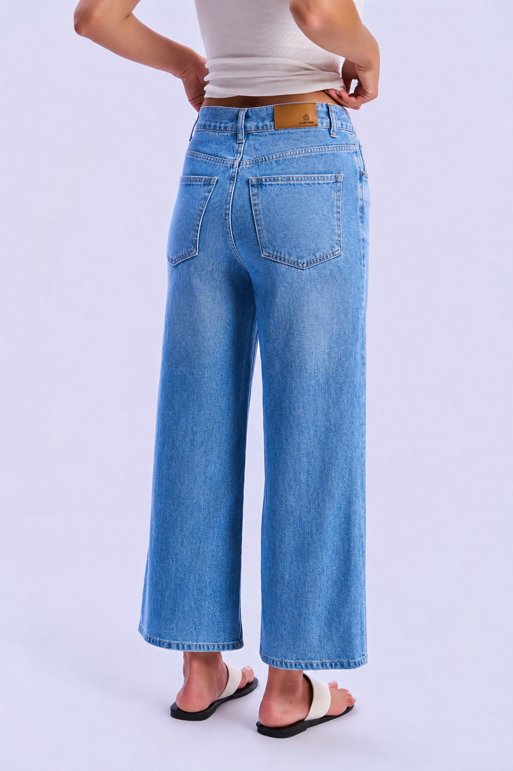 High-Waisted Straight Wide-Leg Jeans