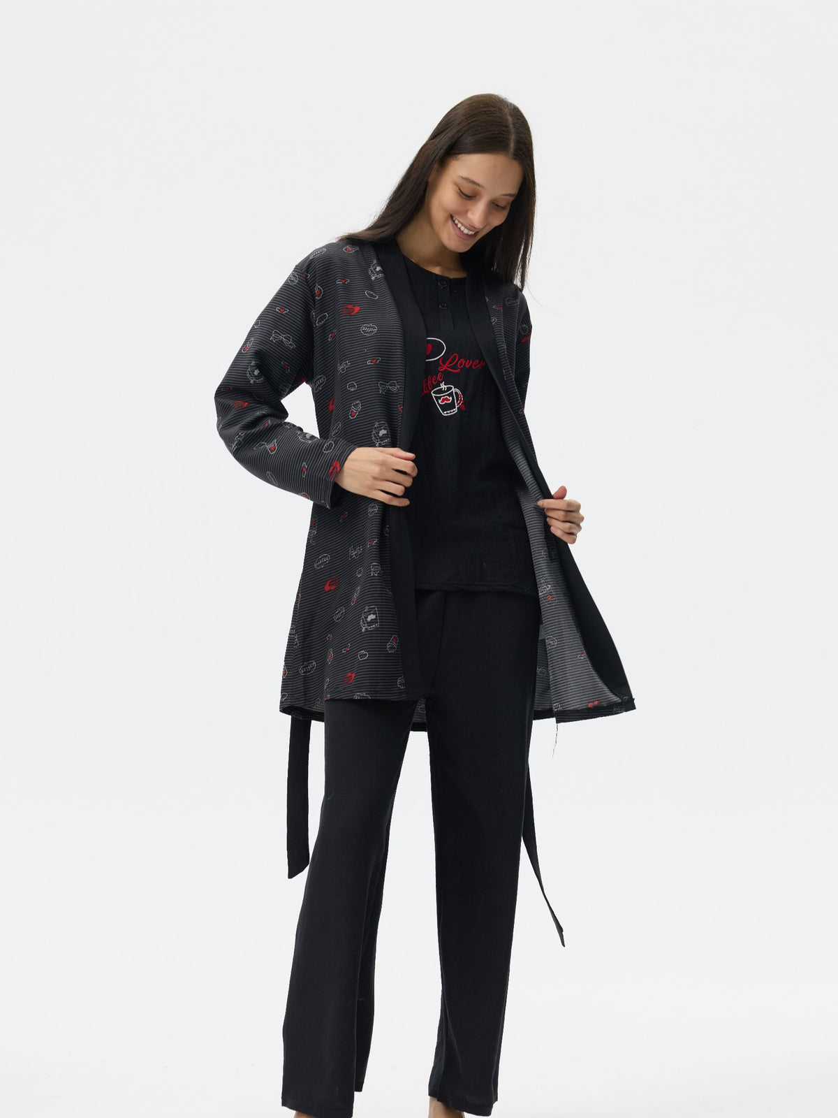 بيجامة نسائية - 3 قطع (M-2XL)