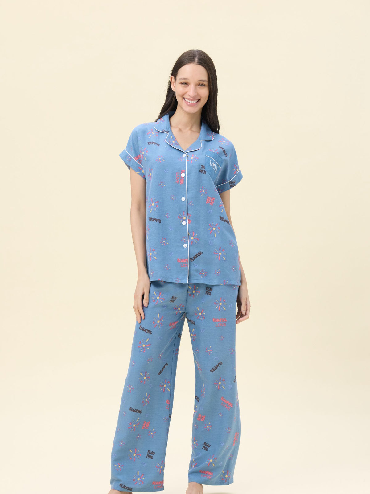 بيجامة نسائية - قطعتين (M-2XL)