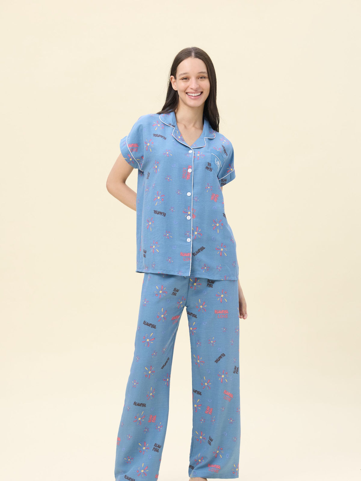 بيجامة نسائية - قطعتين (M-2XL)