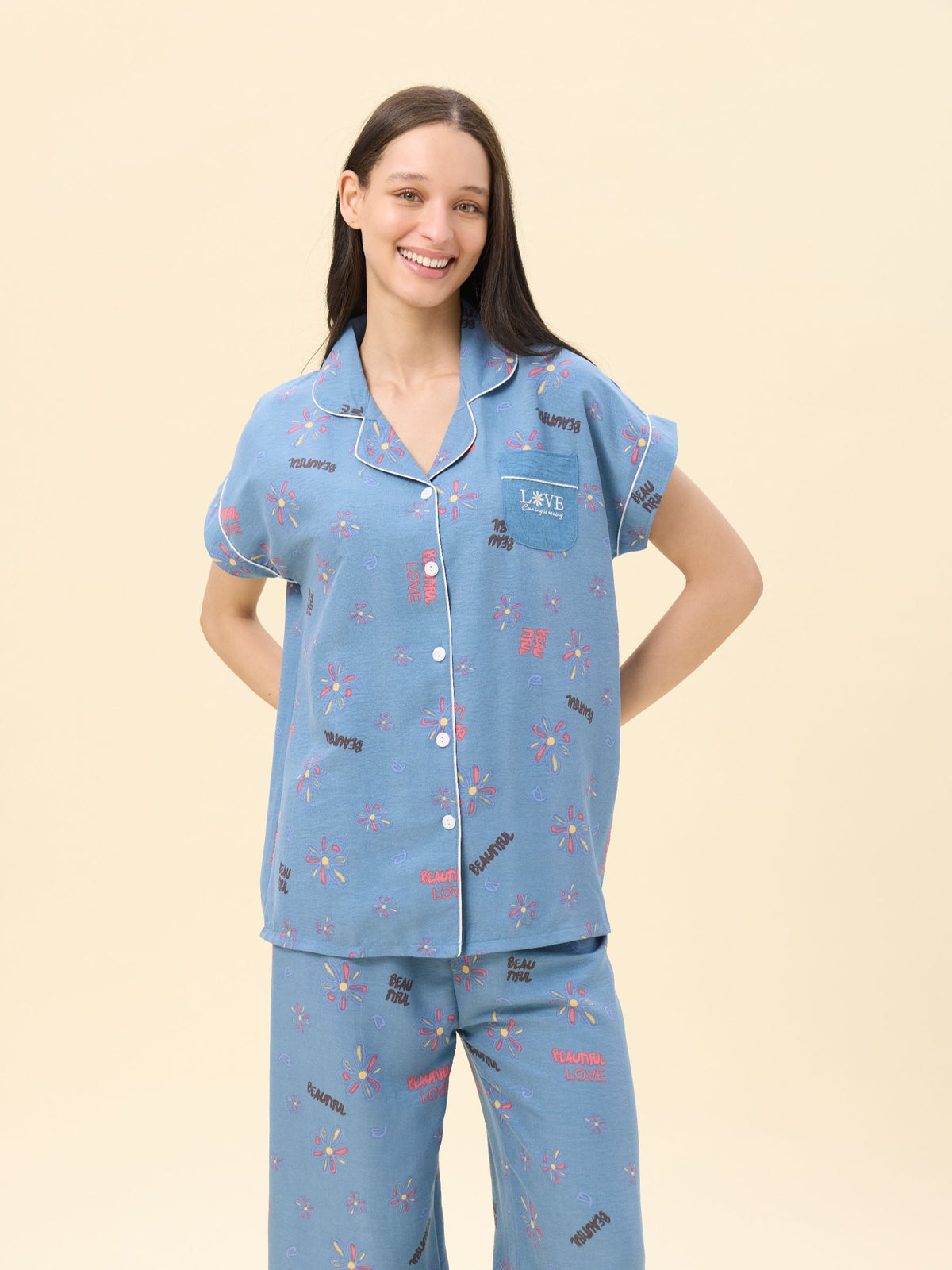 بيجامة نسائية - قطعتين (M-2XL)