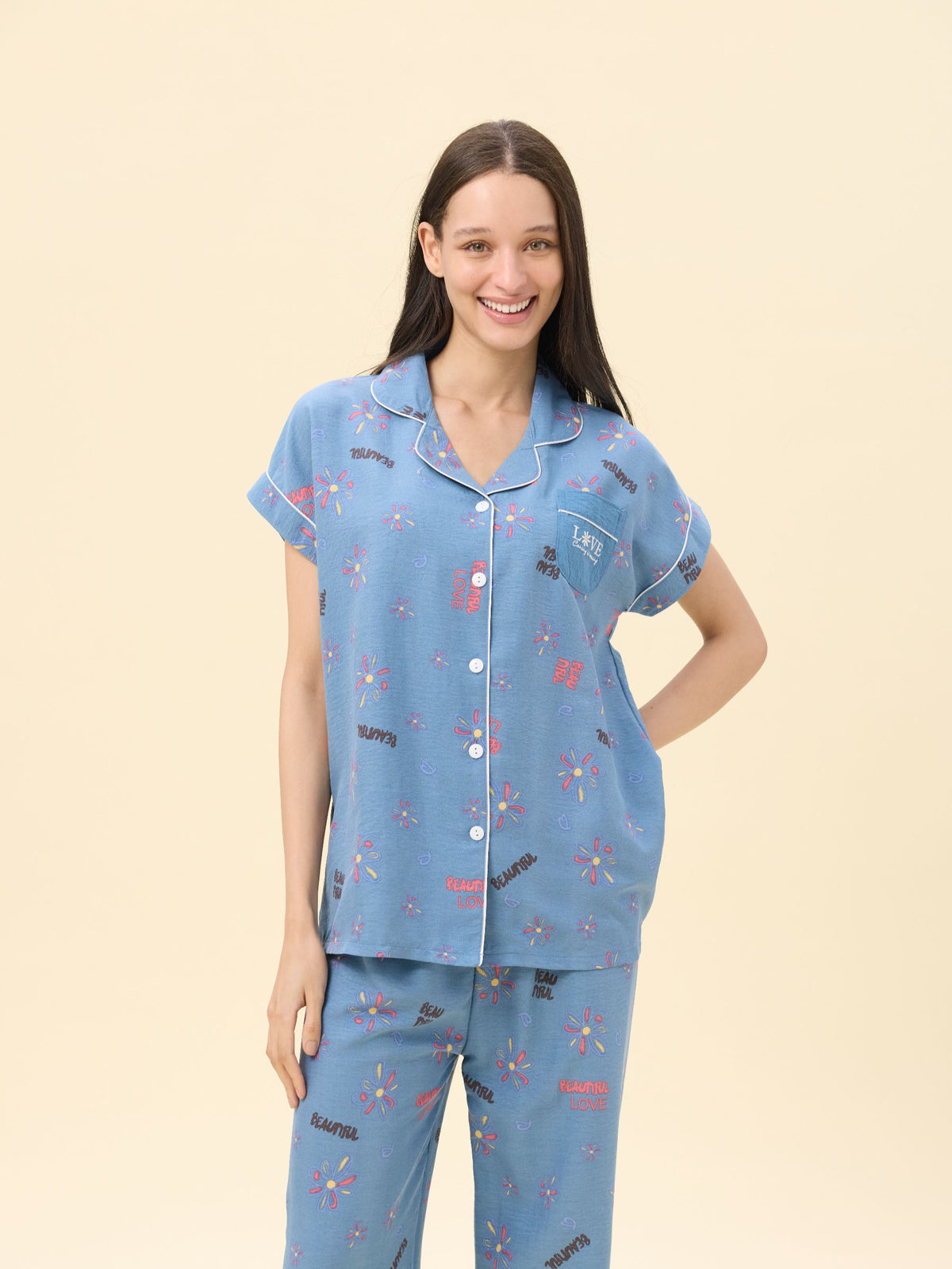 بيجامة نسائية - قطعتين (M-2XL)