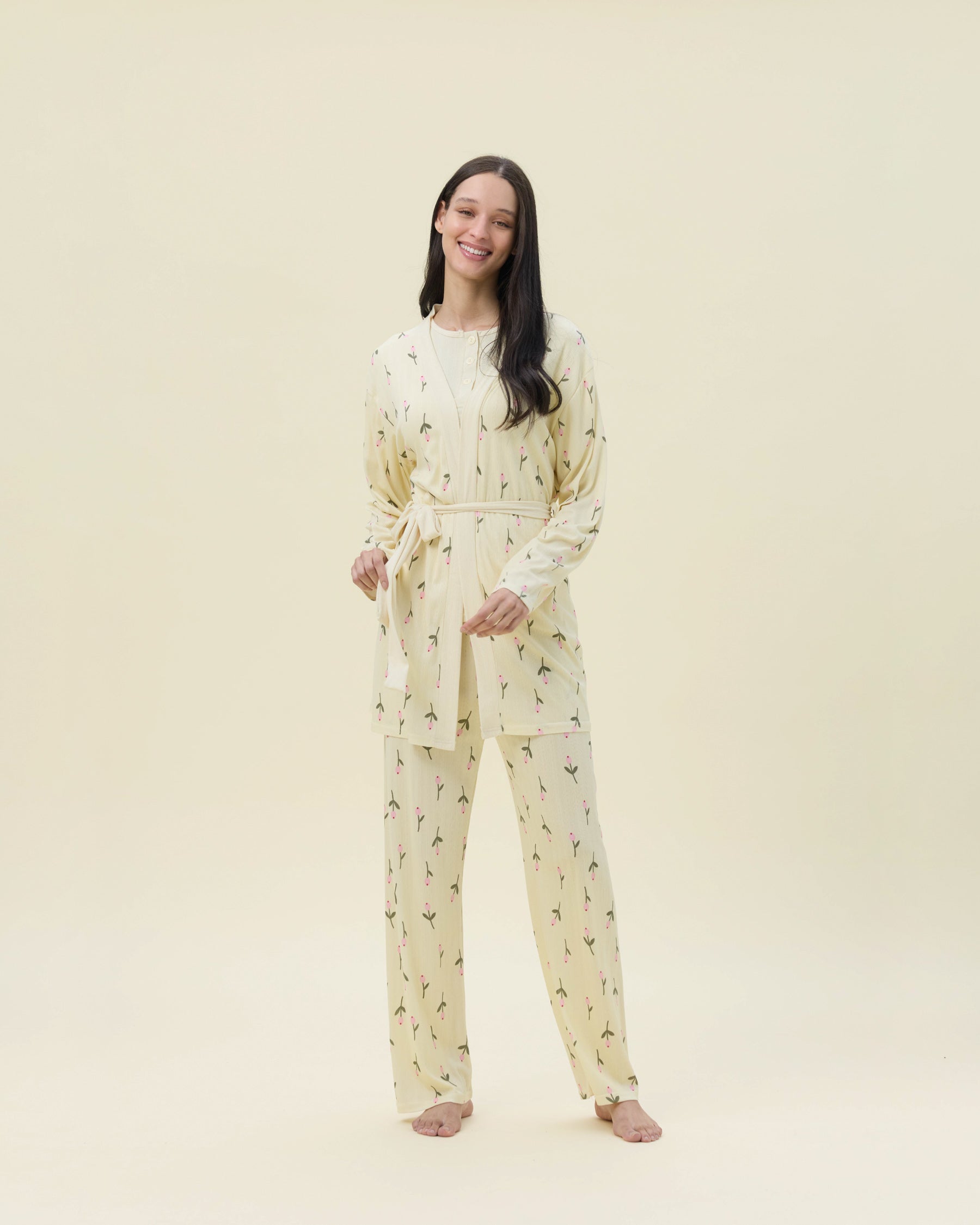 بيجامة نسائية - 3 قطع (M-2XL)