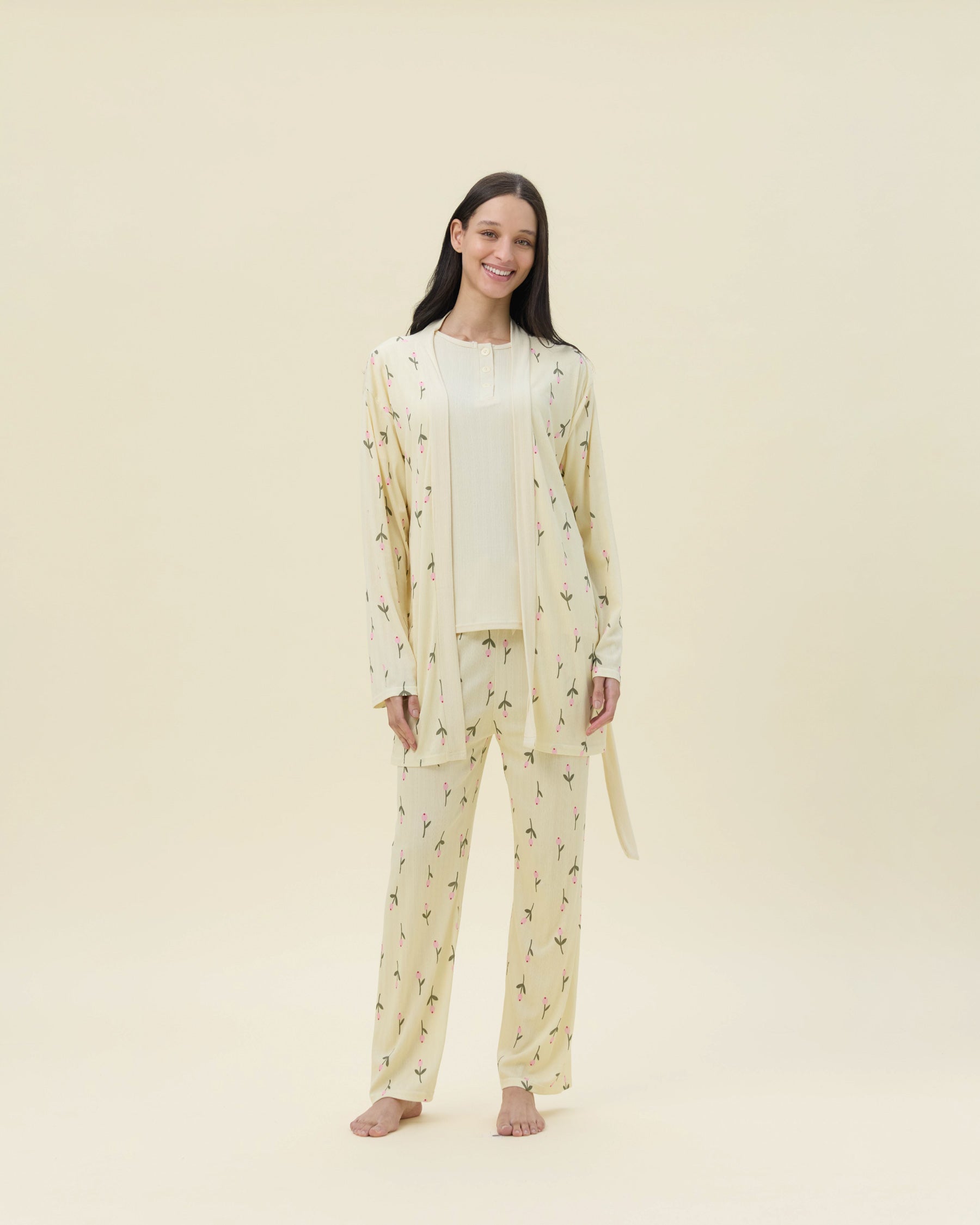 بيجامة نسائية - 3 قطع (M-2XL)