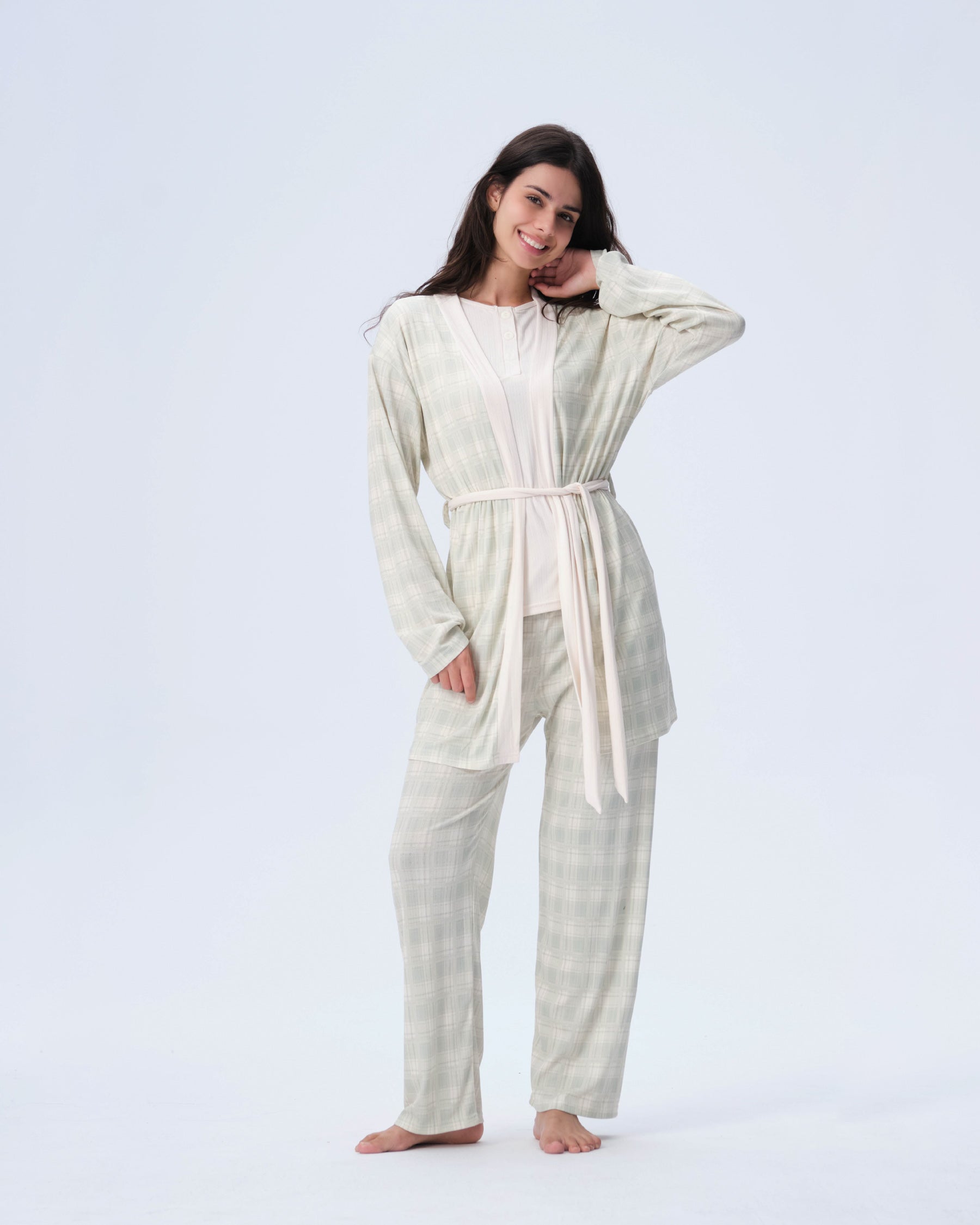 بيجامة نسائية - 3 قطع (M-2XL)