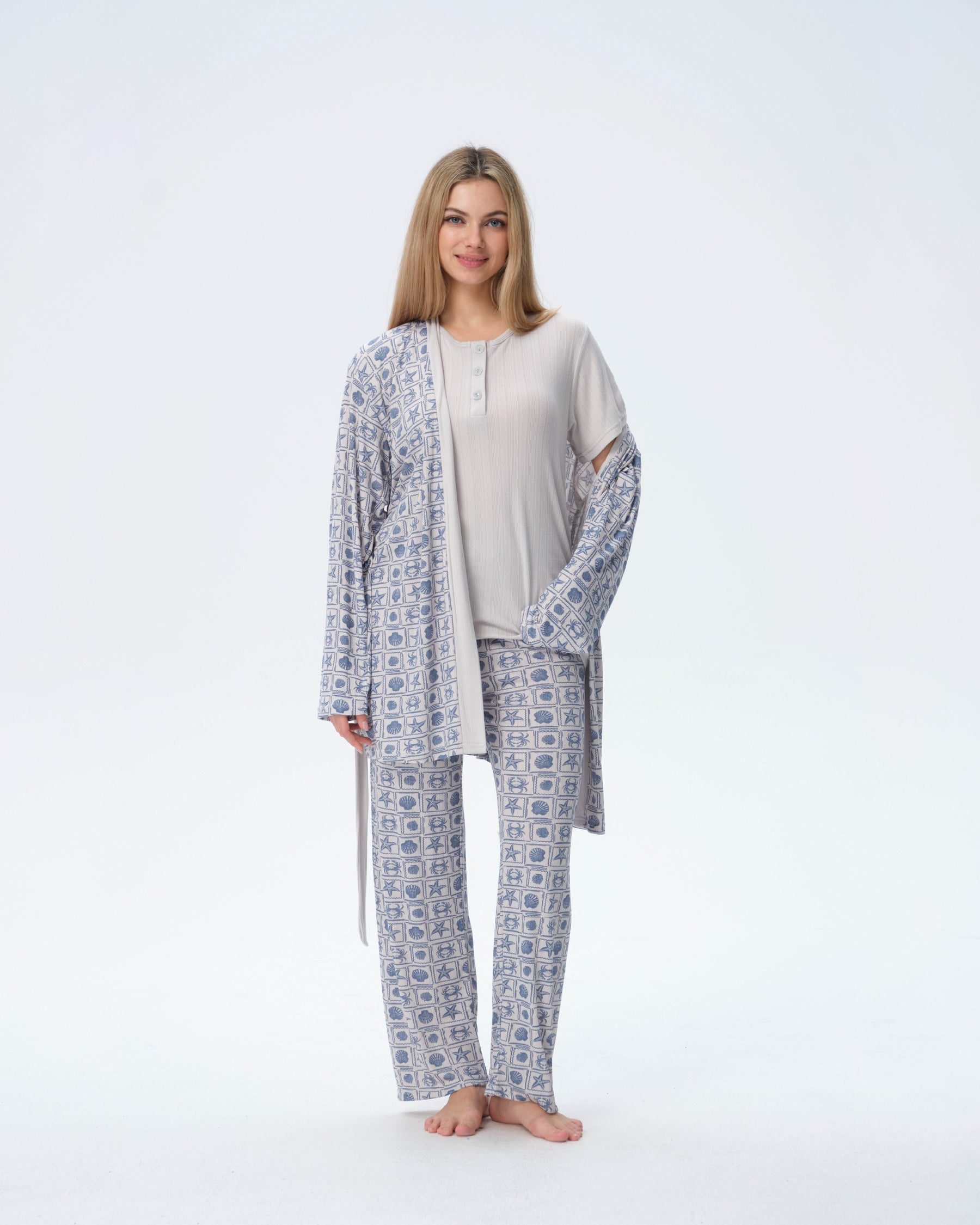 بيجامة نسائية - 3 قطع (M-2XL)