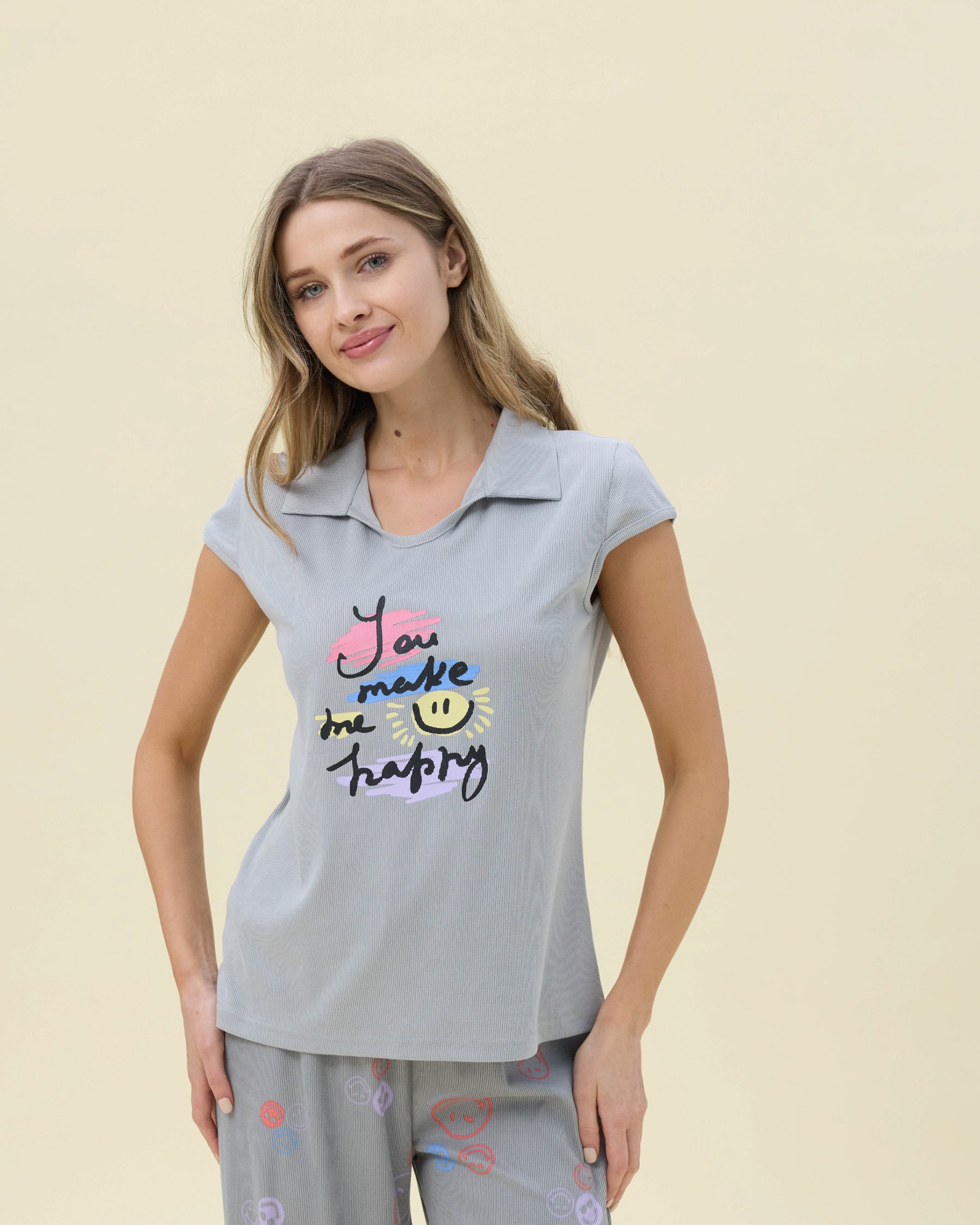 بيجامة نسائية - قطعتين (M-2XL)