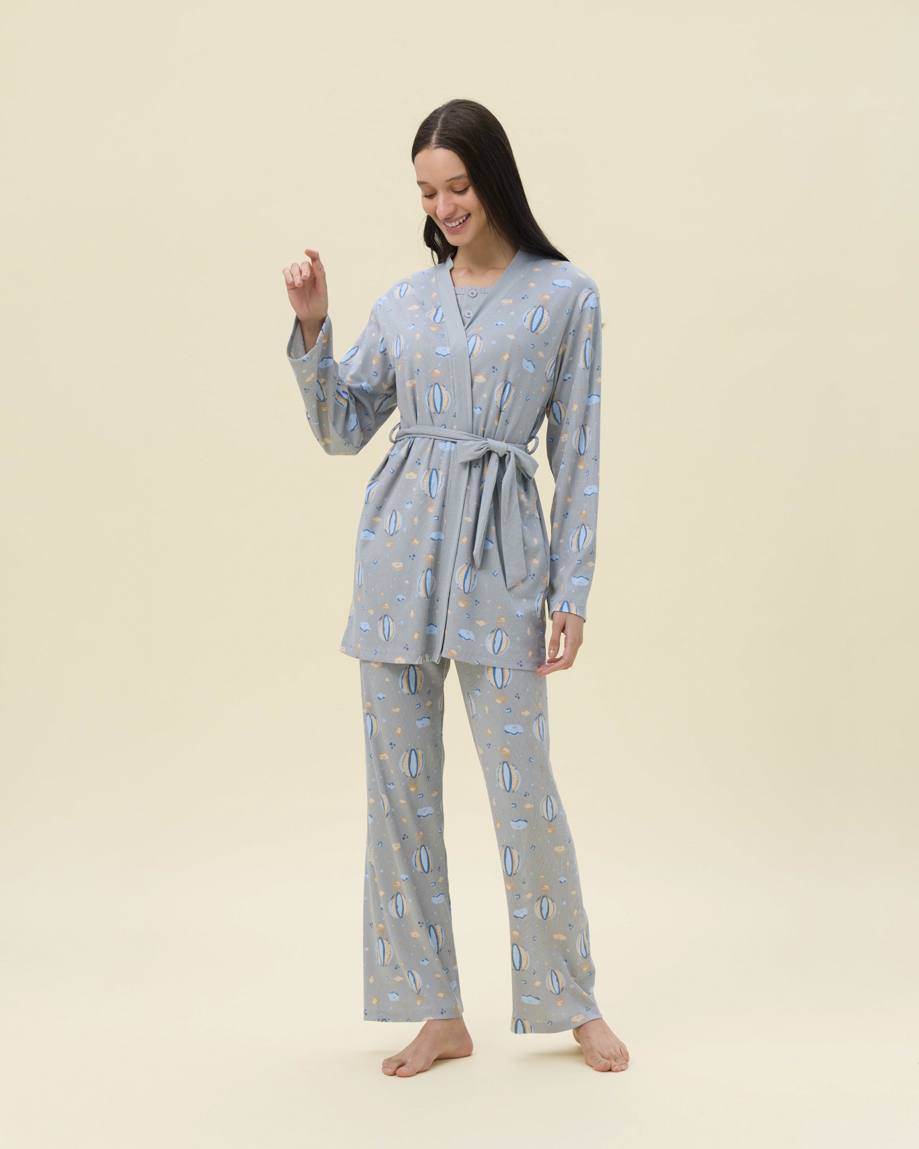 بيجامة نسائية - 3 قطع (M-2XL)