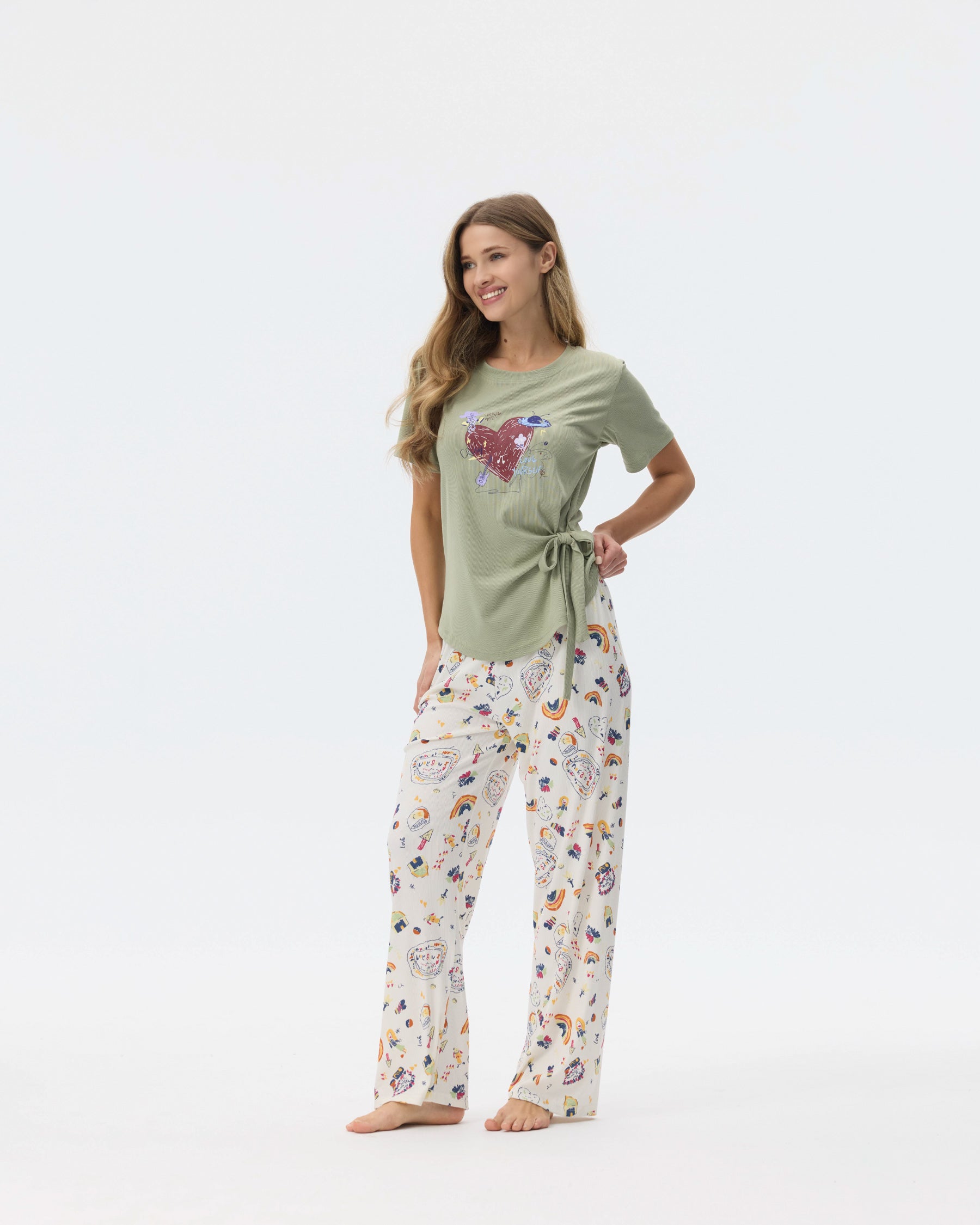 بيجامة نسائية - قطعتين (M-2XL)