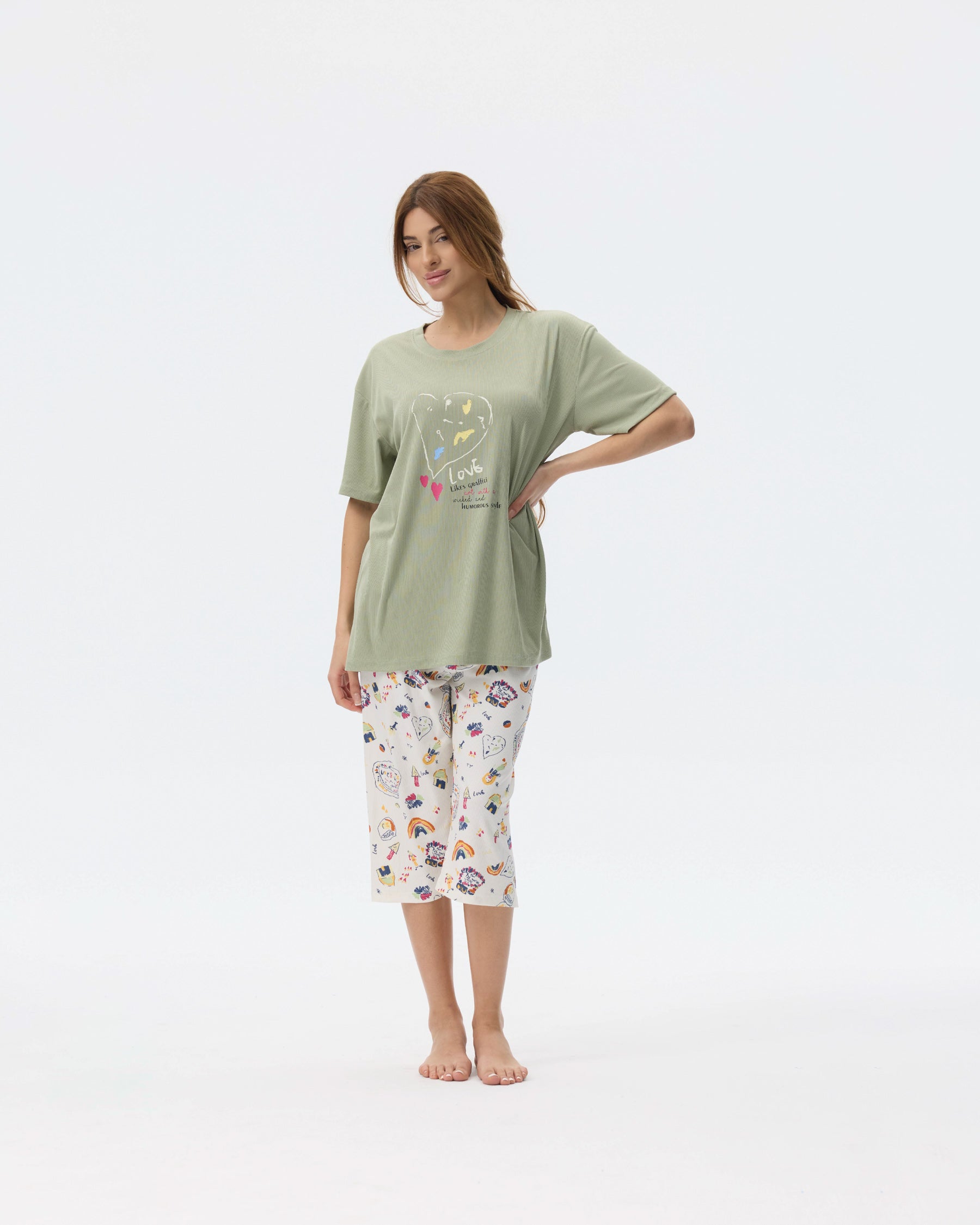 بيجامة نسائية - قطعتين (3XL-6XL)