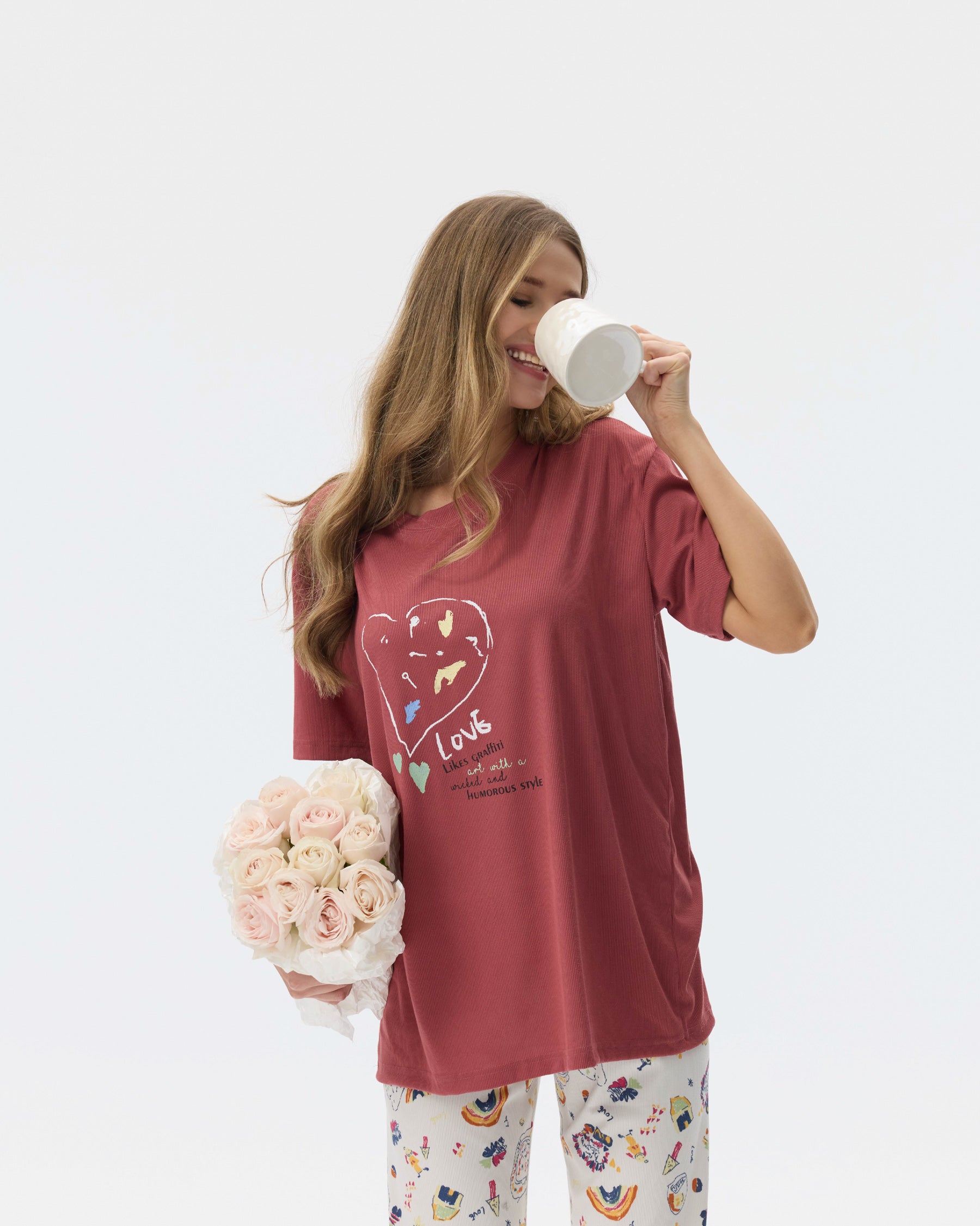 بيجامة نسائية - قطعتين (3XL-6XL)