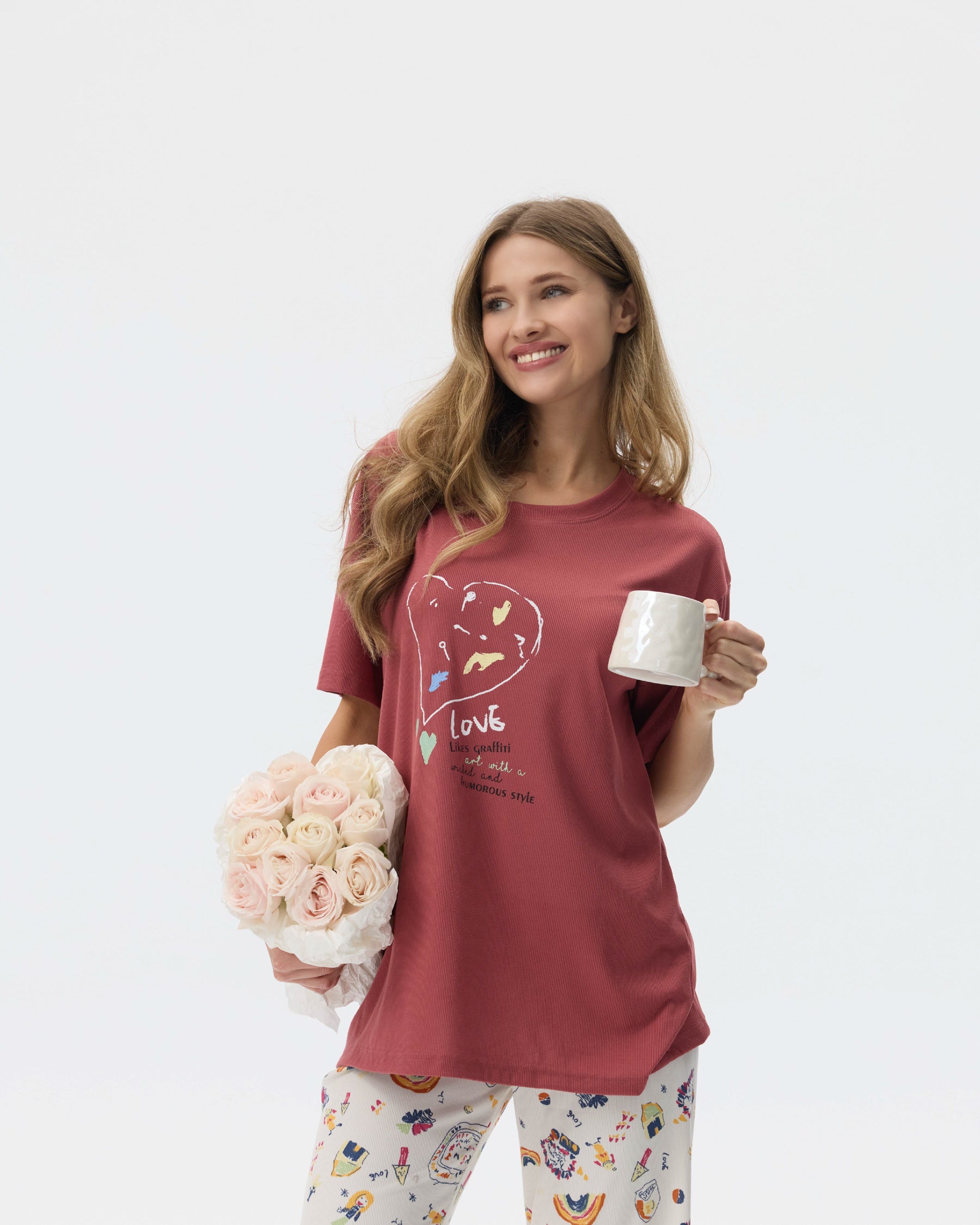 بيجامة نسائية - قطعتين (3XL-6XL)