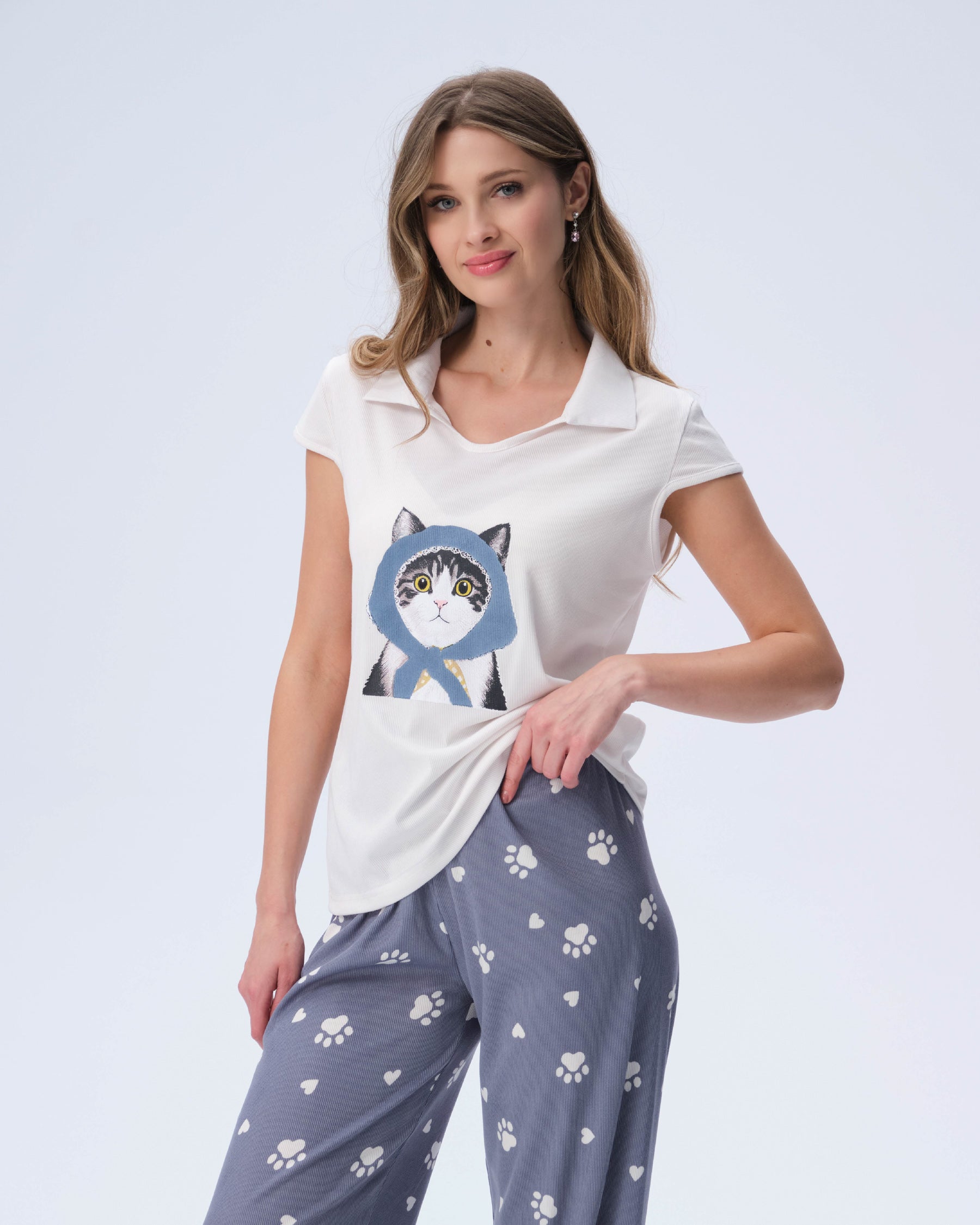 بيجامة نسائية - قطعتين (M-2XL)