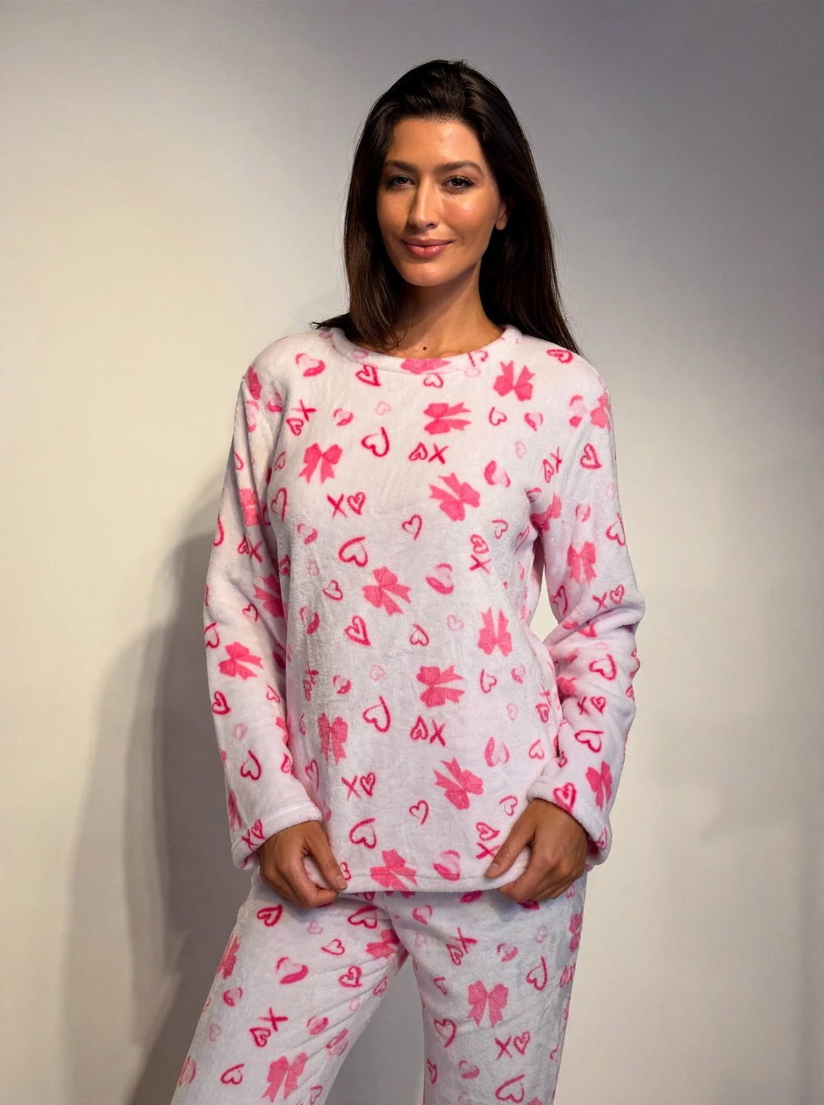 Women's Fleece Pullover Pajama Set – Pink (AS01-2#)