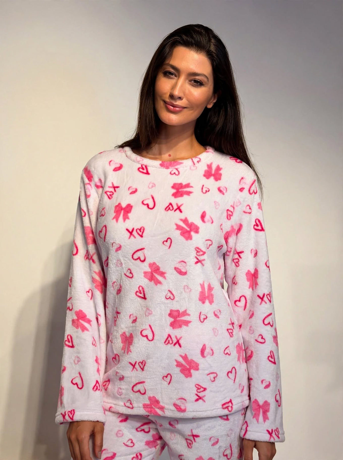 Women's Fleece Pullover Pajama Set – Pink (AS01-2#)