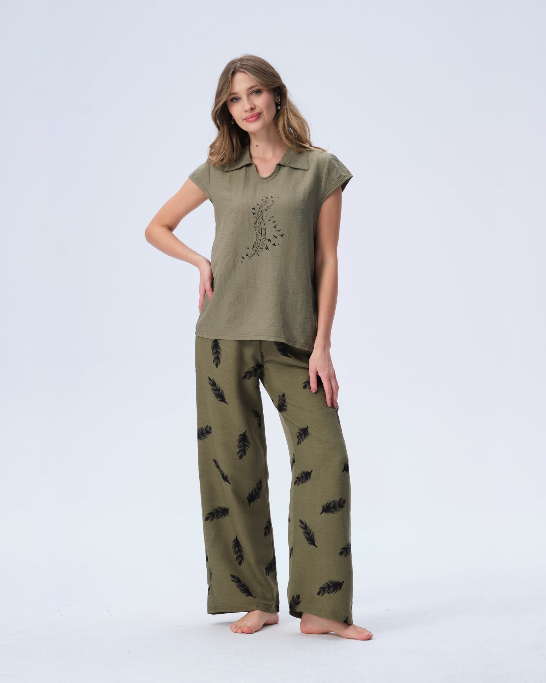 بيجامة نسائية - قطعتين (M-2XL)