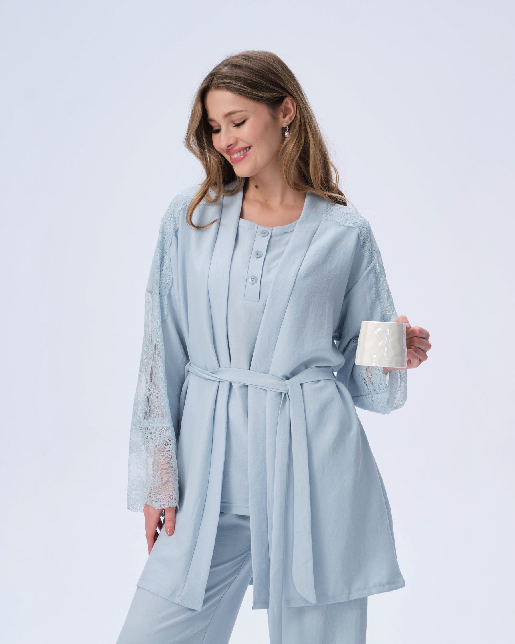 بيجامة نسائية - 3 قطع (M-2XL)
