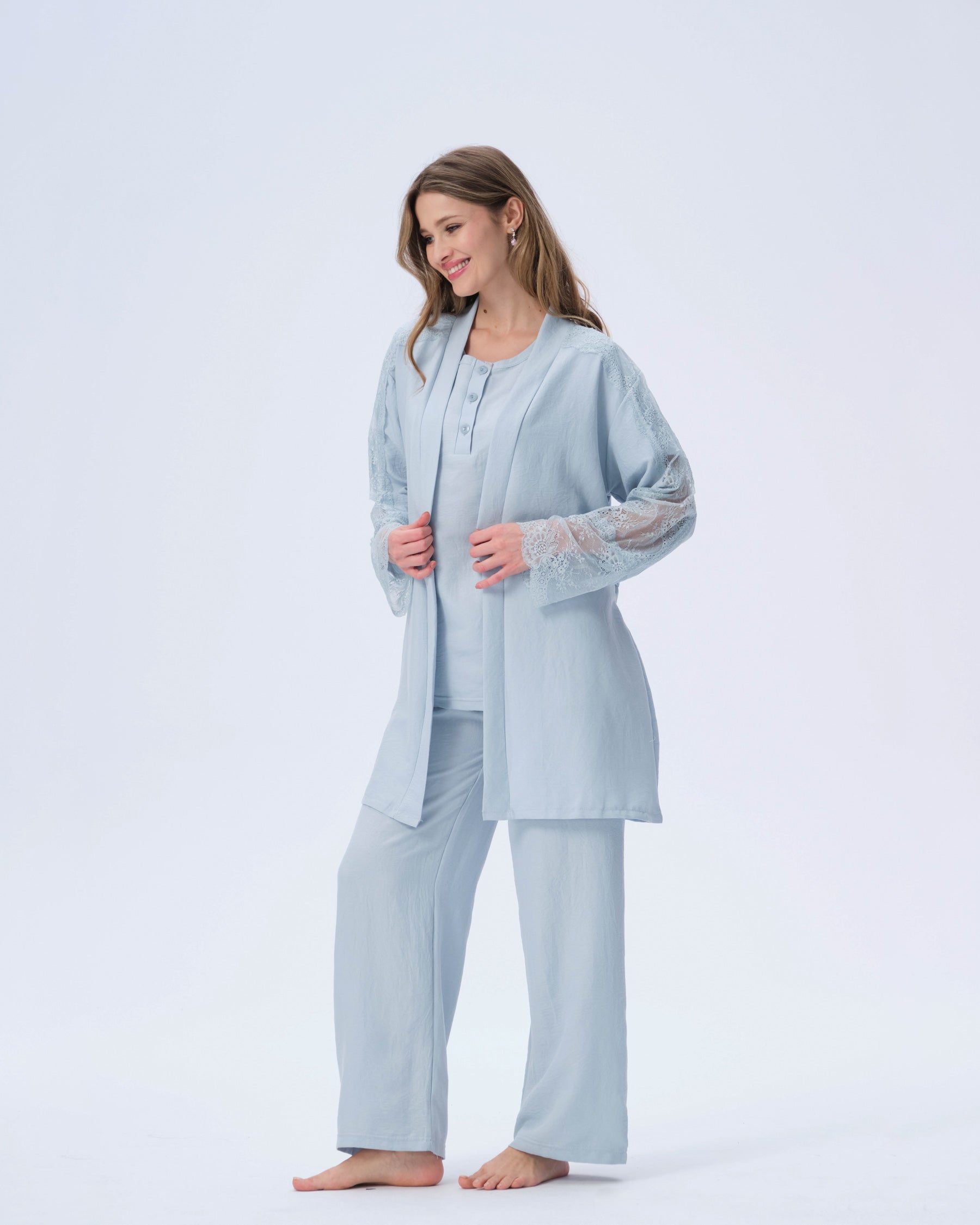 بيجامة نسائية - 3 قطع (M-2XL)