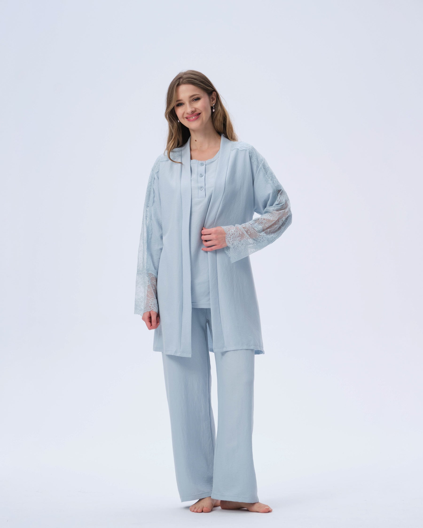 بيجامة نسائية - 3 قطع (M-2XL)