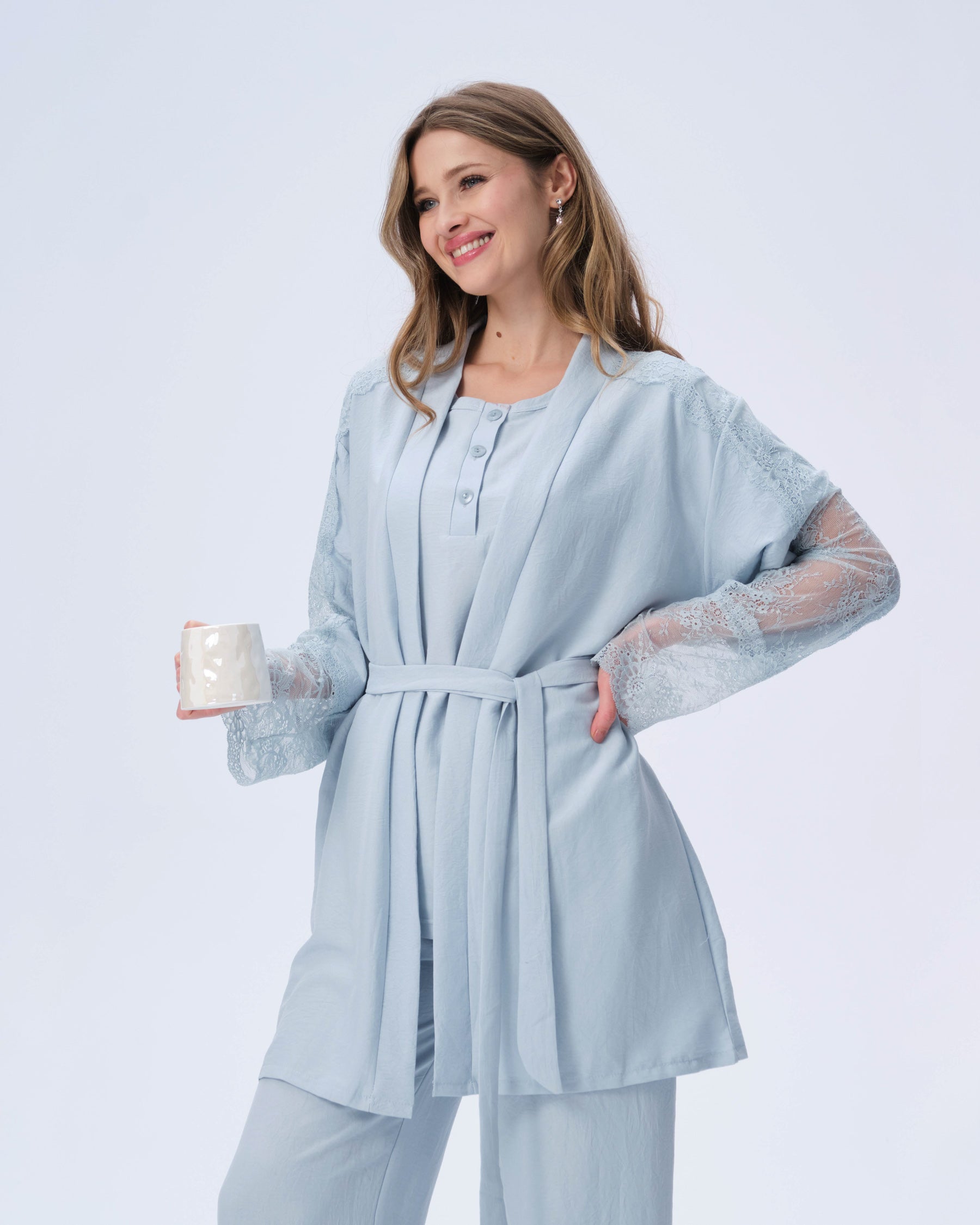بيجامة نسائية - 3 قطع (M-2XL)