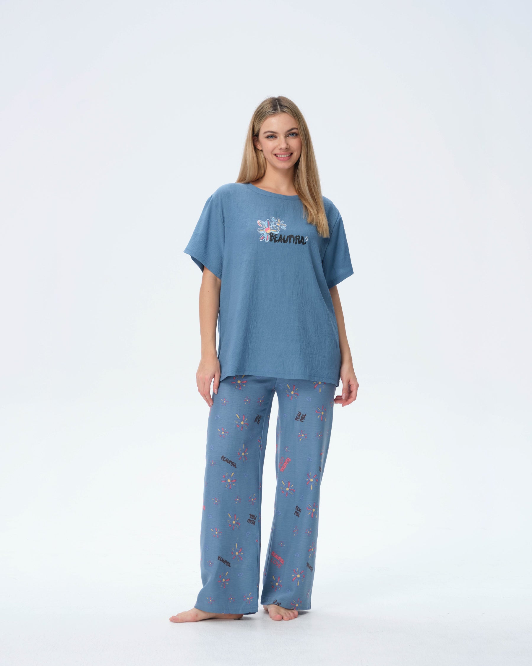 بيجامة نسائية - قطعتين (M-2XL)