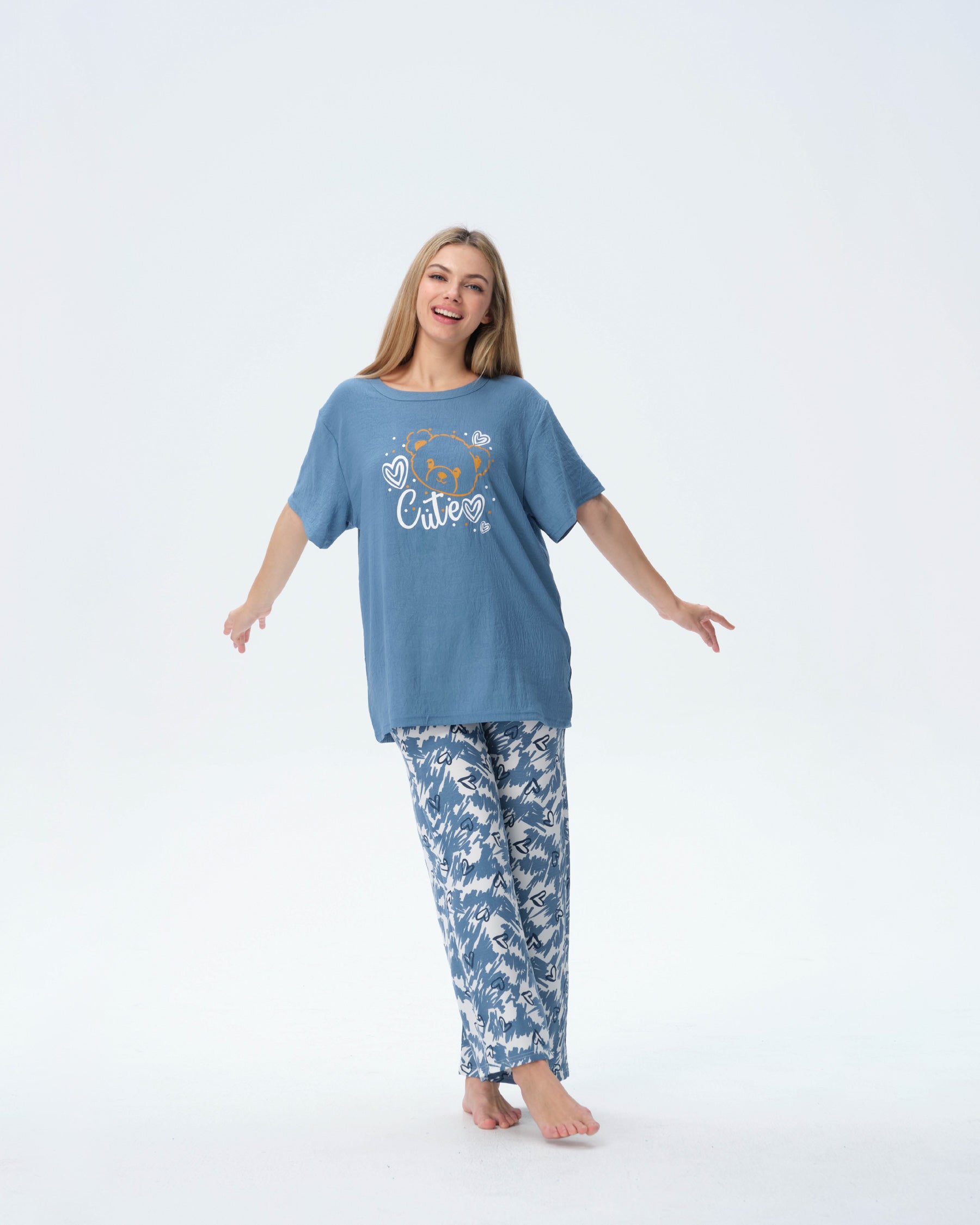 بيجامة نسائية - قطعتين (M-2XL)