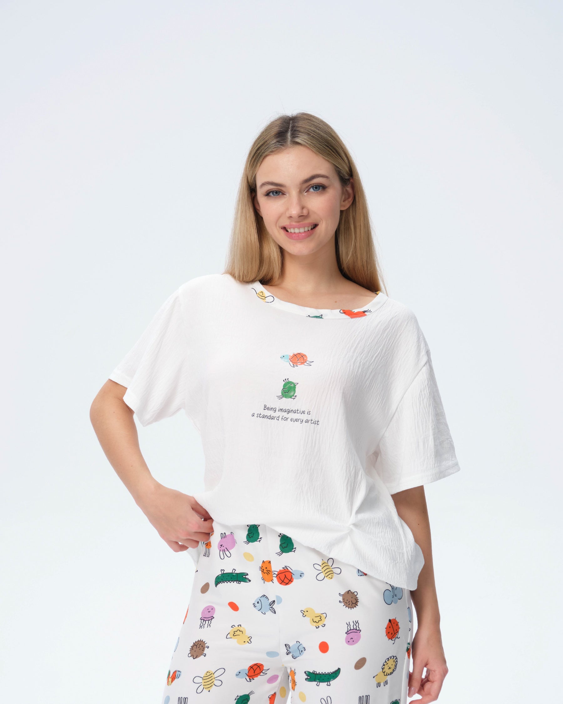 بيجامة نسائية - قطعتين (M-2XL)