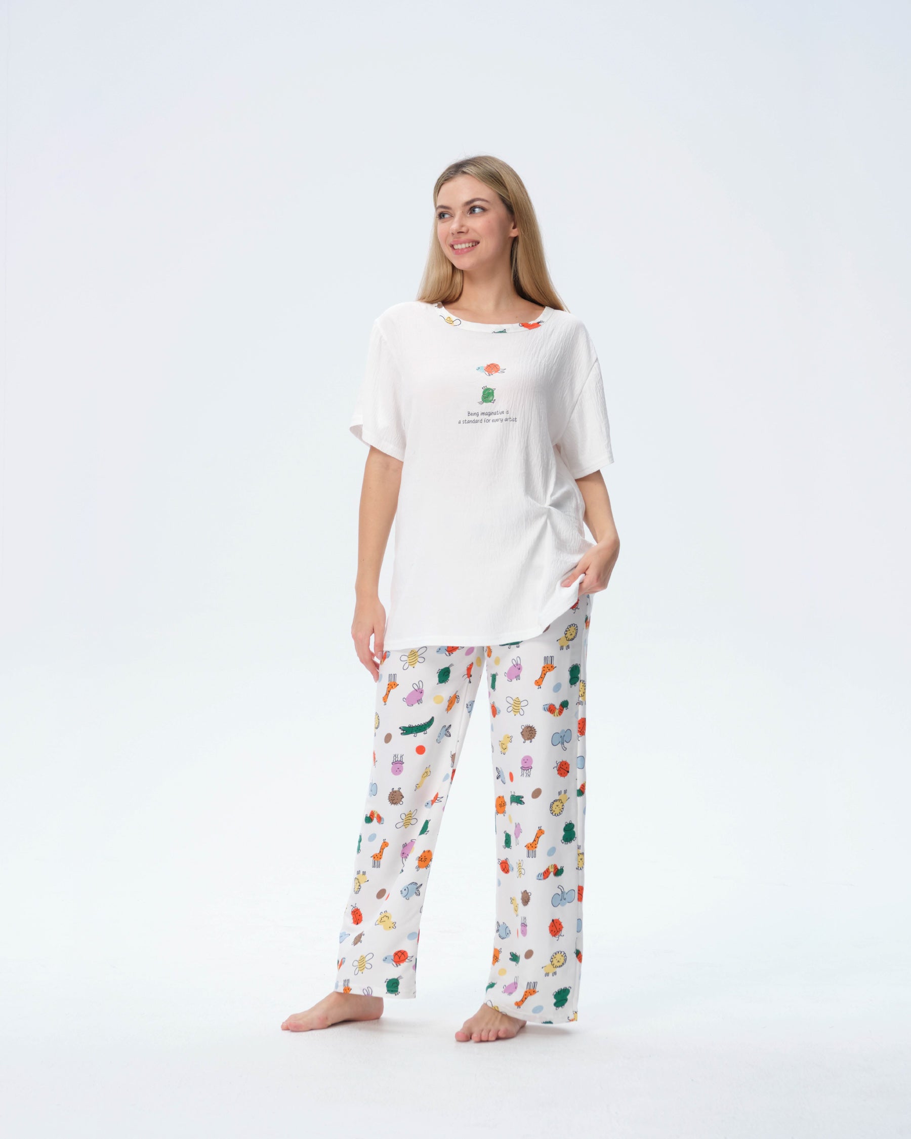 بيجامة نسائية - قطعتين (M-2XL)