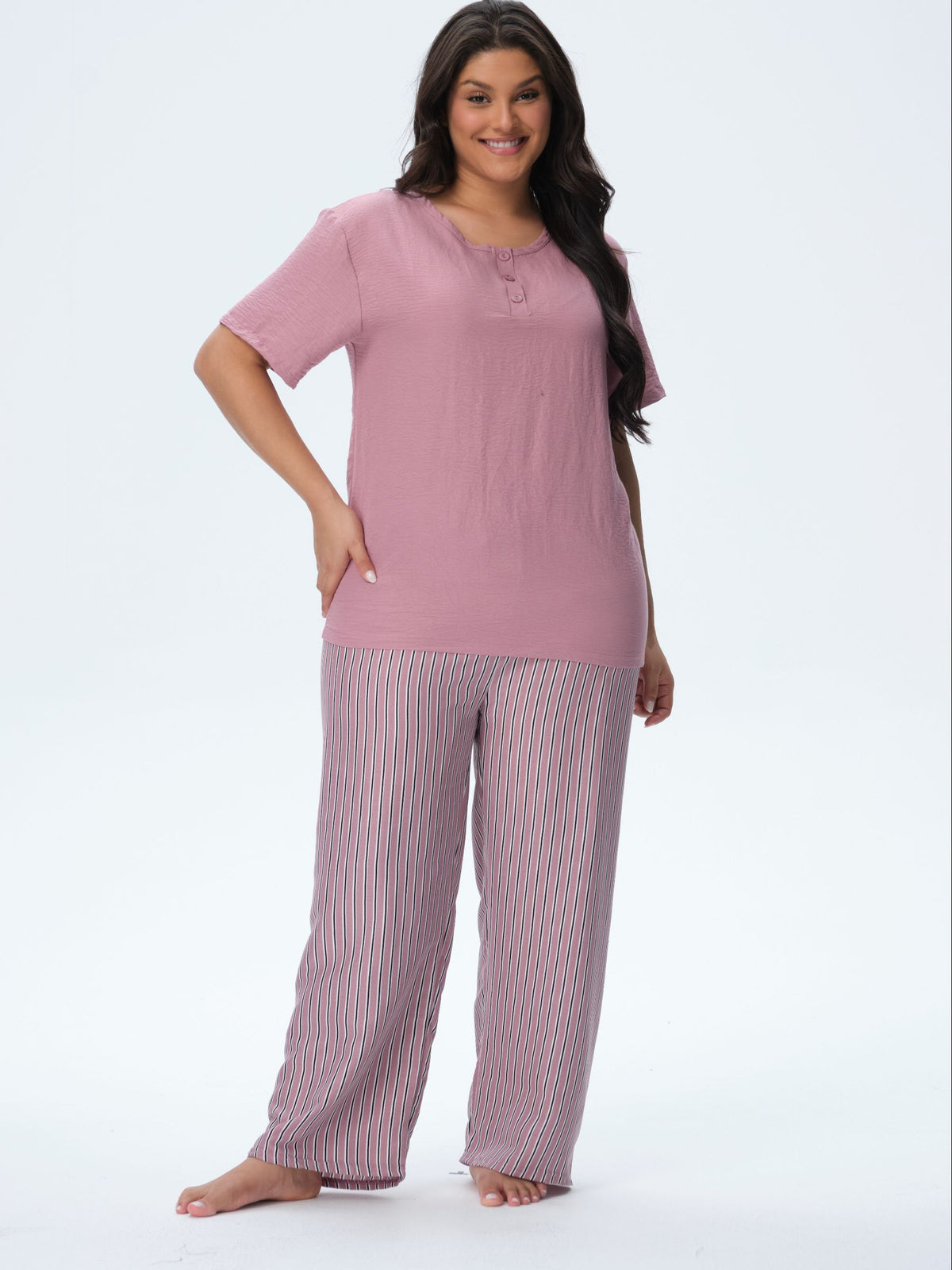 بيجامة نسائية - 3 قطع (3XL-6XL)