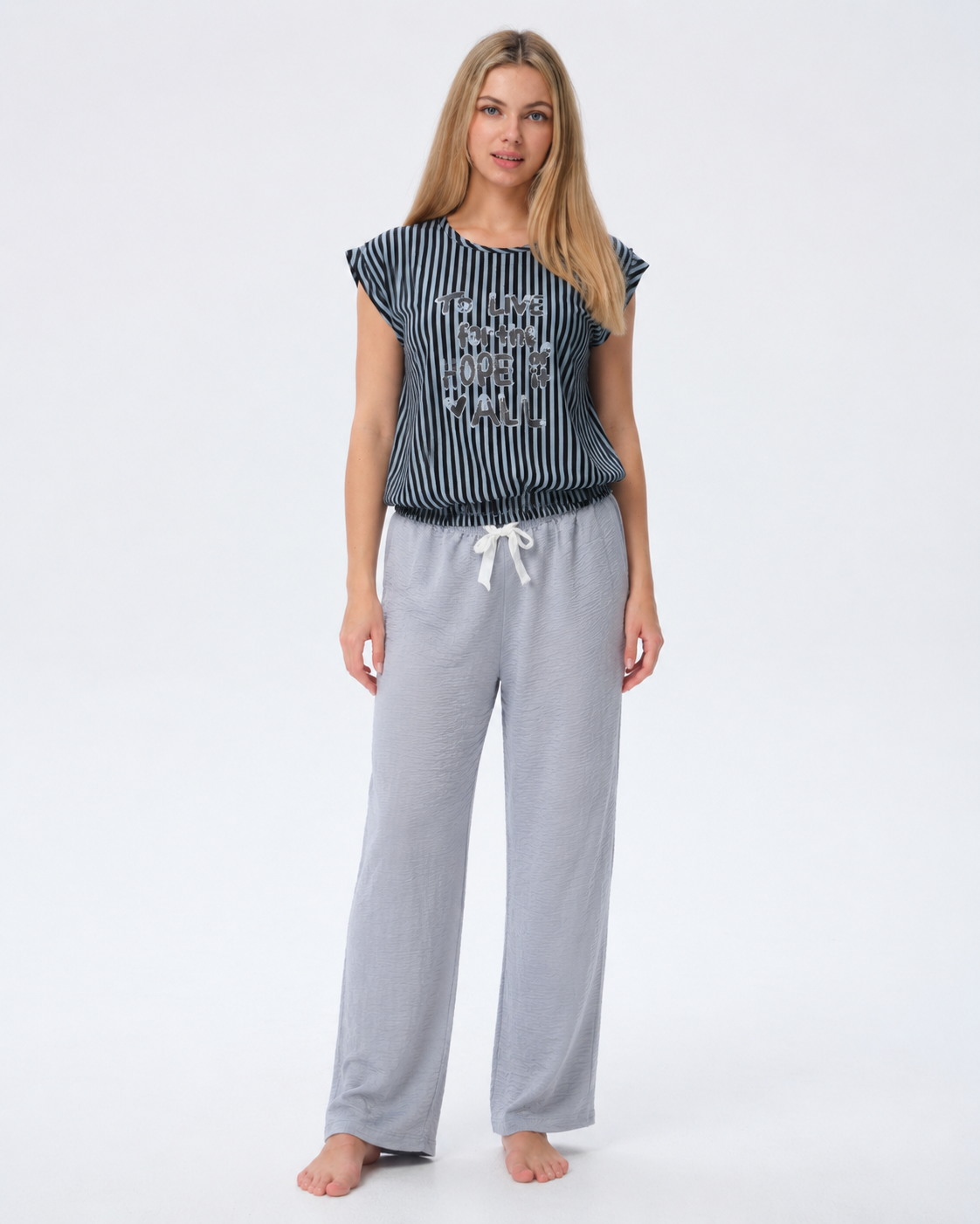 Striped Pajama Set - Green & Blue
