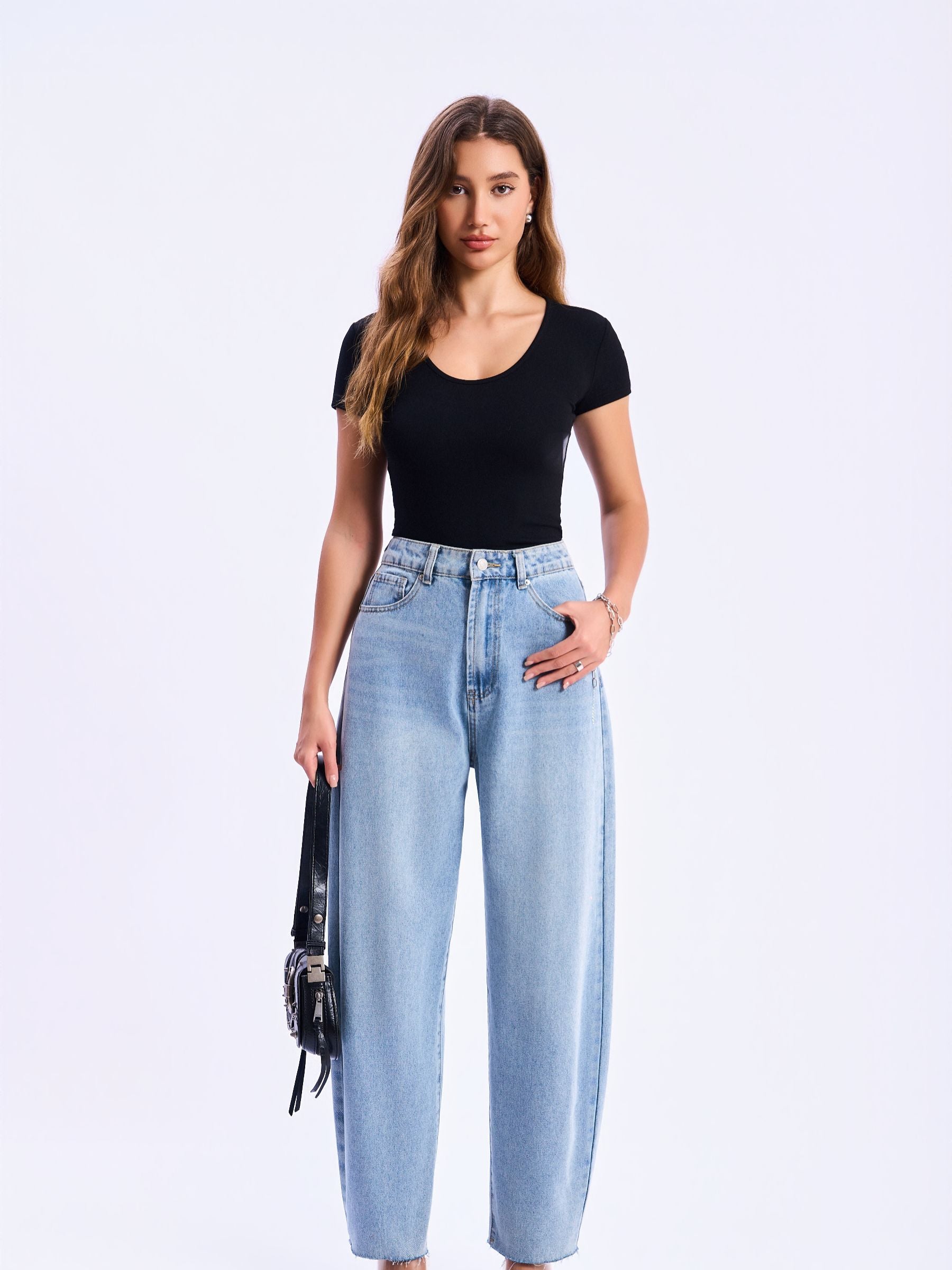 HIGH WAIST BAGGY WIDE LEG JEANS