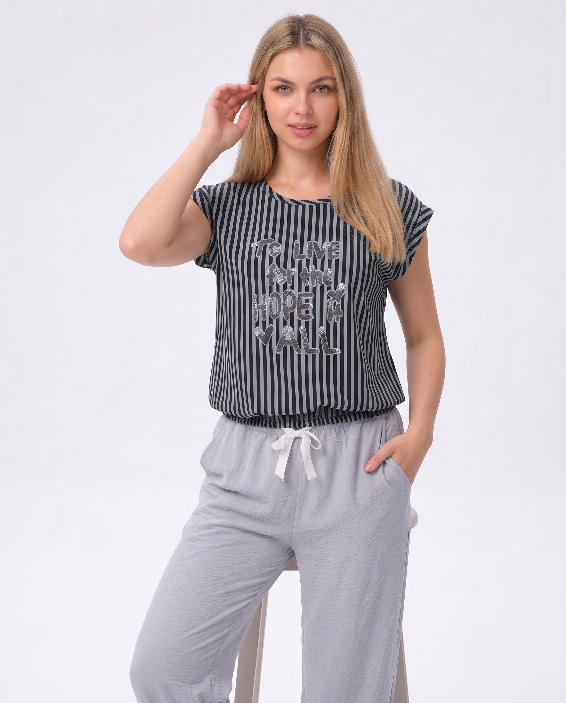 Striped Pajama Set - Green & Blue