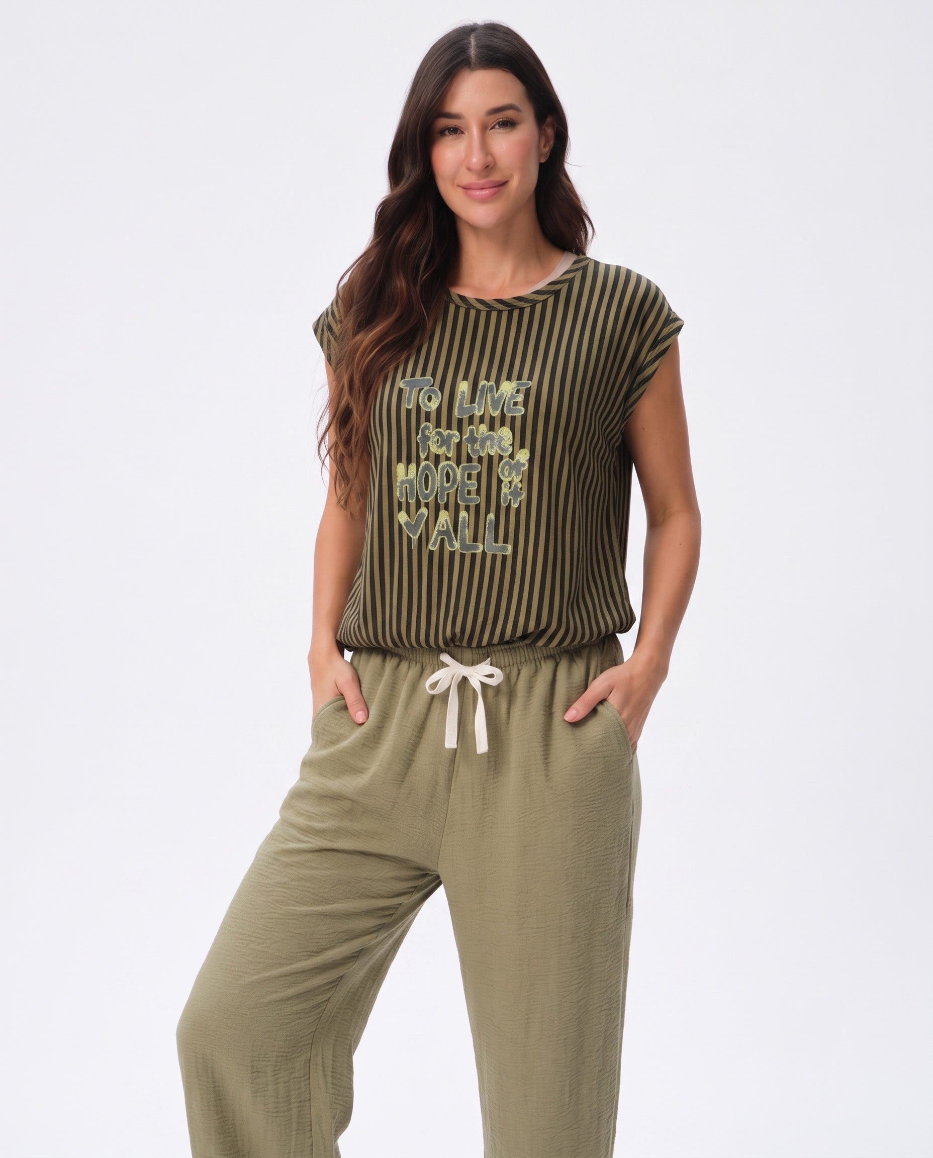 Striped Pajama Set - Green & Blue
