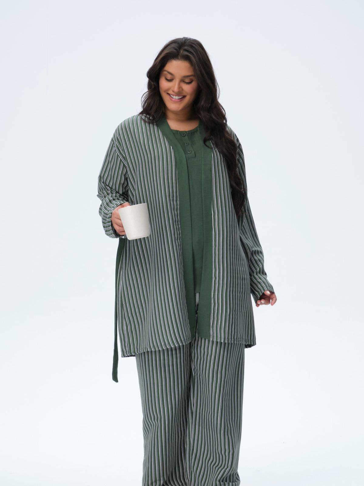 بيجامة نسائية - 3 قطع (3XL-6XL)