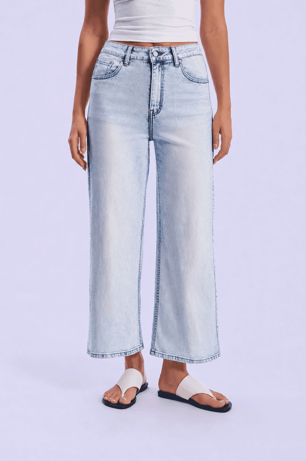Feminines-High-Waisted-Straight-Wide-Leg-Jeans-Ice-Blue-Denim#Color_ICE BLUE DENIM