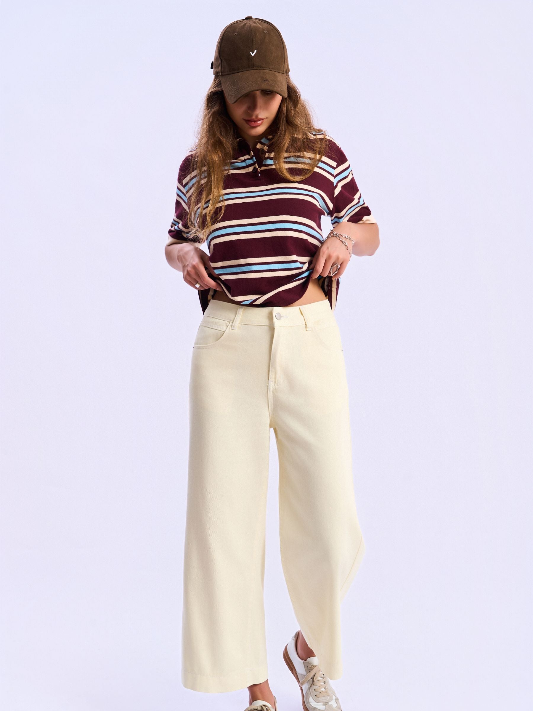 Feminines-High-Waisted-Wide-Leg-Cropped-Jeans-Yellow#Color_Yellow