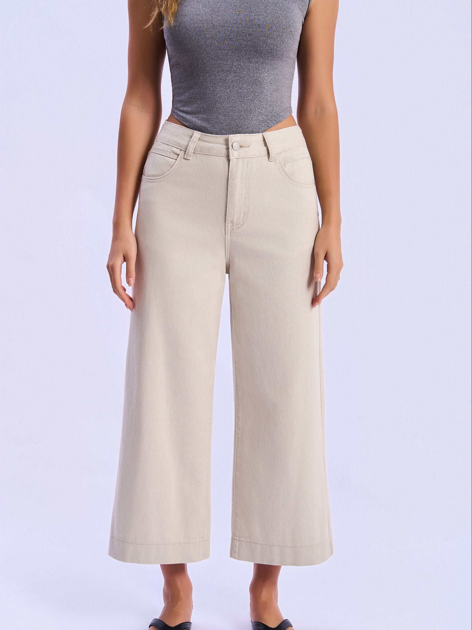Feminines-High-Waisted-Wide-Leg-Cropped-Jeans-White-Cream#Color_White Cream