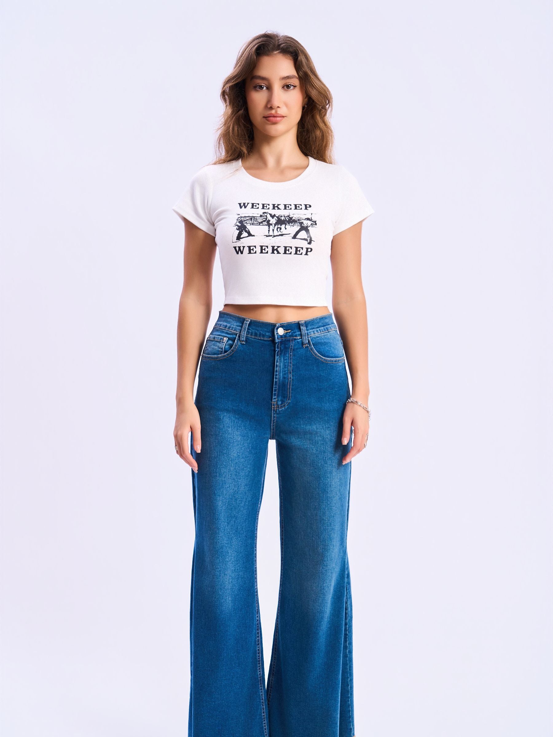 Feminines-High-Waisted-Wide-Leg-Flare-Jeans-Blue-Denim#Color_BLUE DENIM