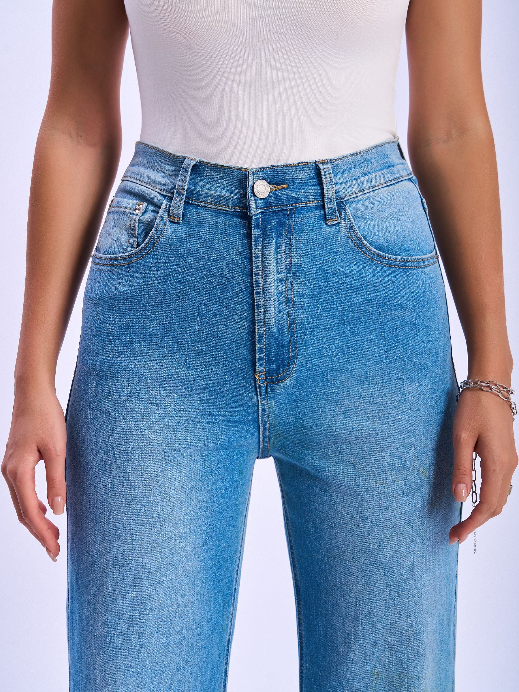 Feminines-High-Waisted-Wide-Leg-Flare-Jeans-Medium-Blue-Denim#Color_MEDIUM BLUE DENIM