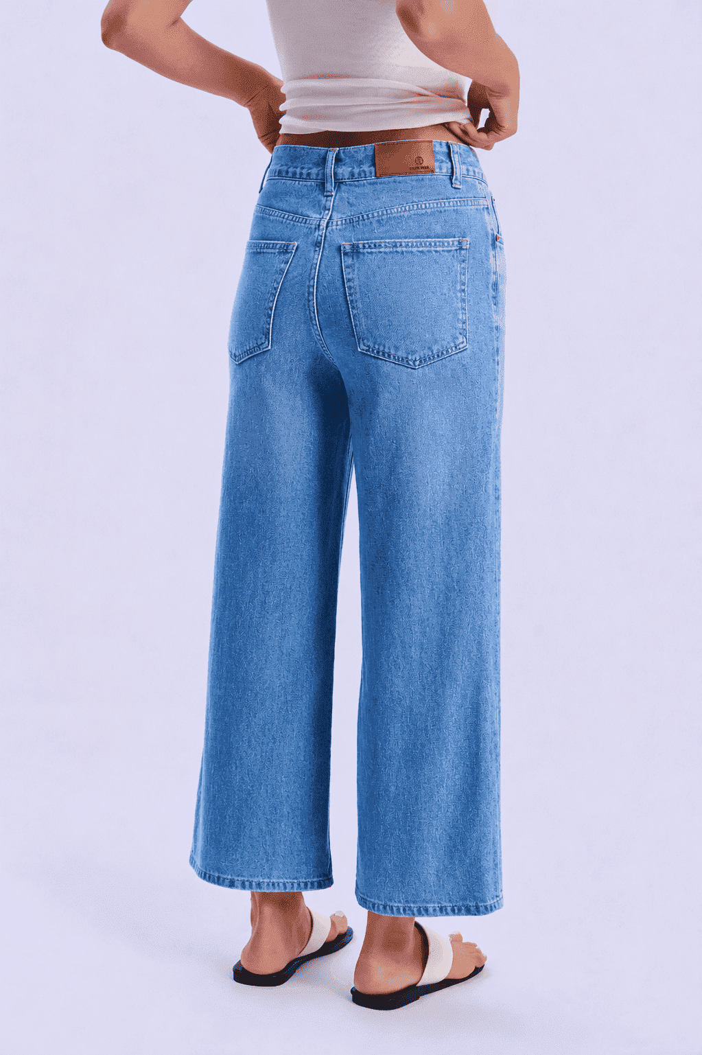 Feminines-High-Waisted-Straight-Wide-Leg-Jeans-Medium-Blue-Denim#Color_MEDIUM BLUE DENIM