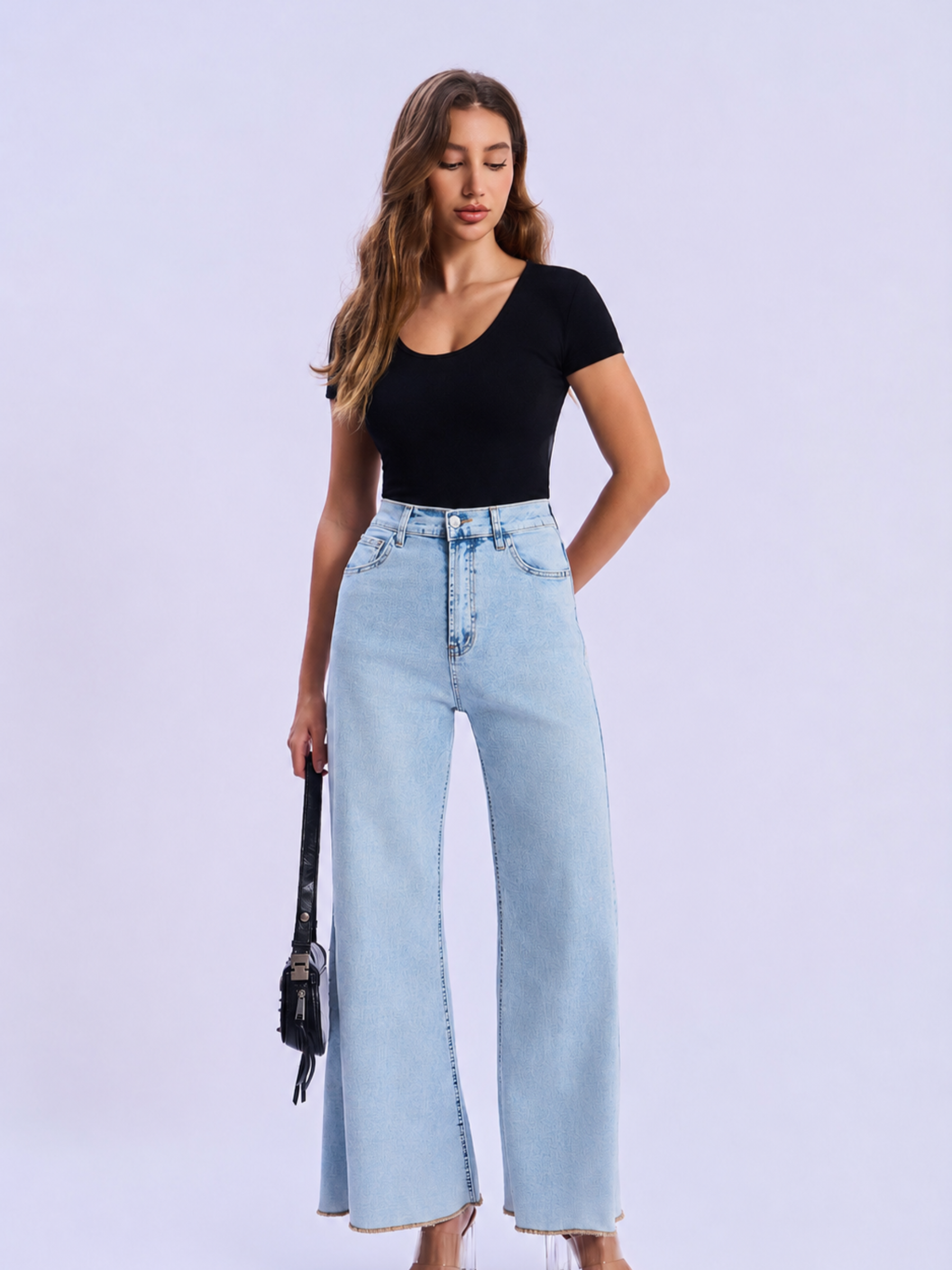 High-Waisted Wide-Leg Flare Jeans