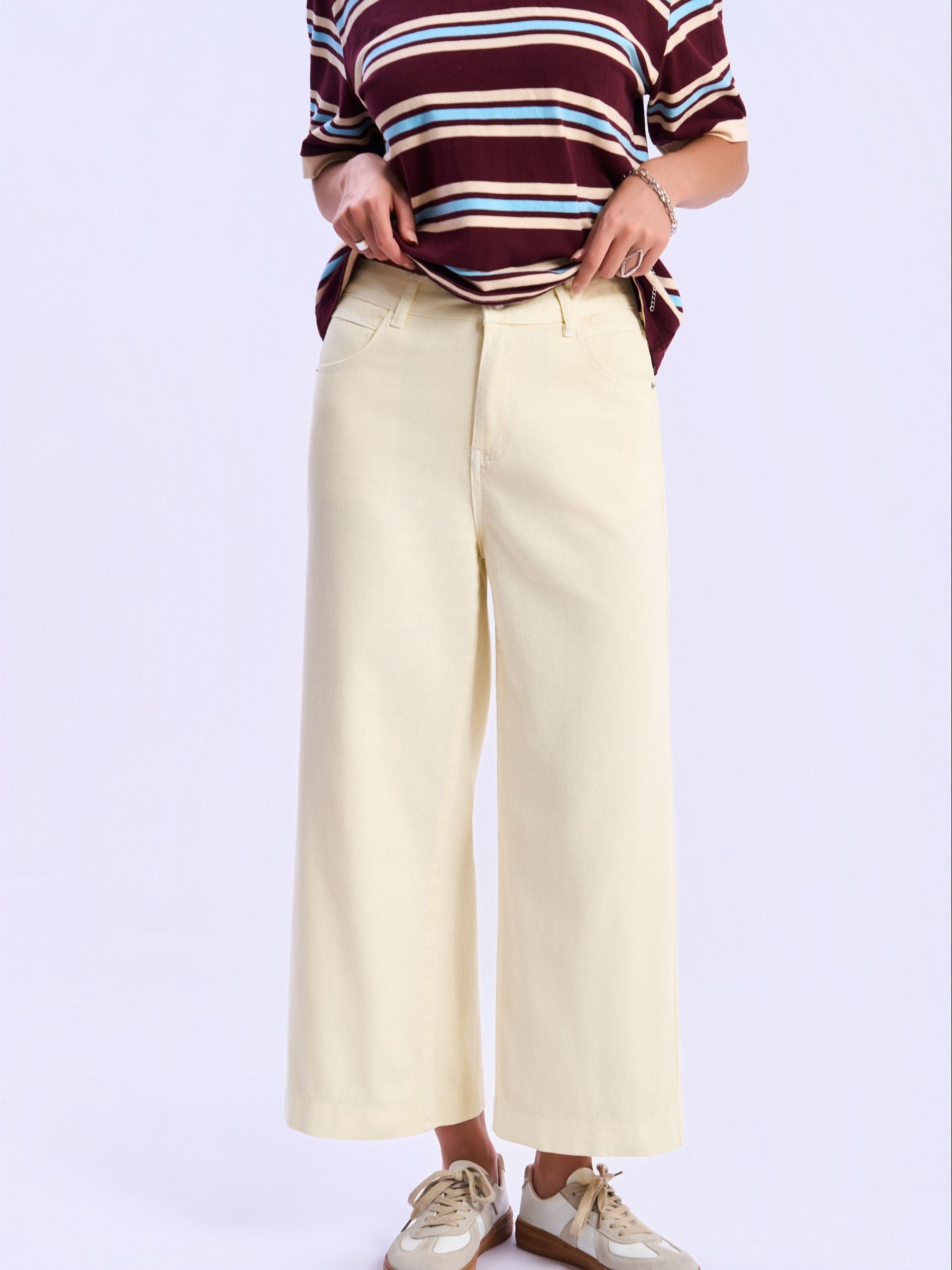 High-Waisted Wide-Leg Cropped Jeans