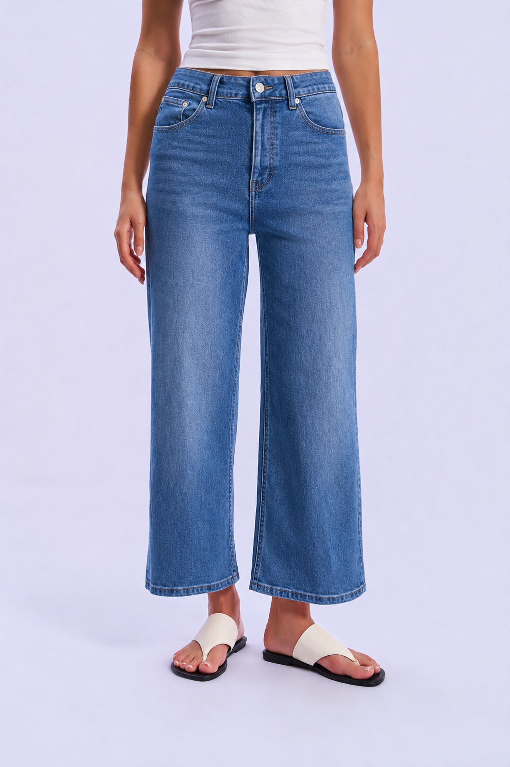 High-Waisted Straight Wide-Leg Jeans