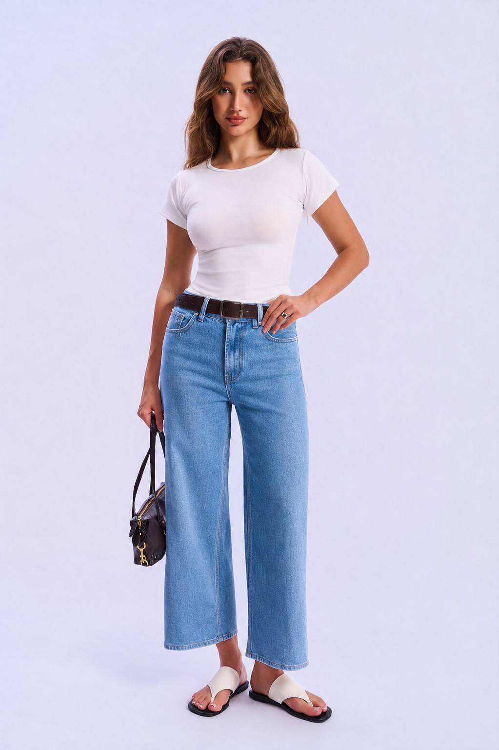 High-Waisted Straight Wide-Leg Jeans