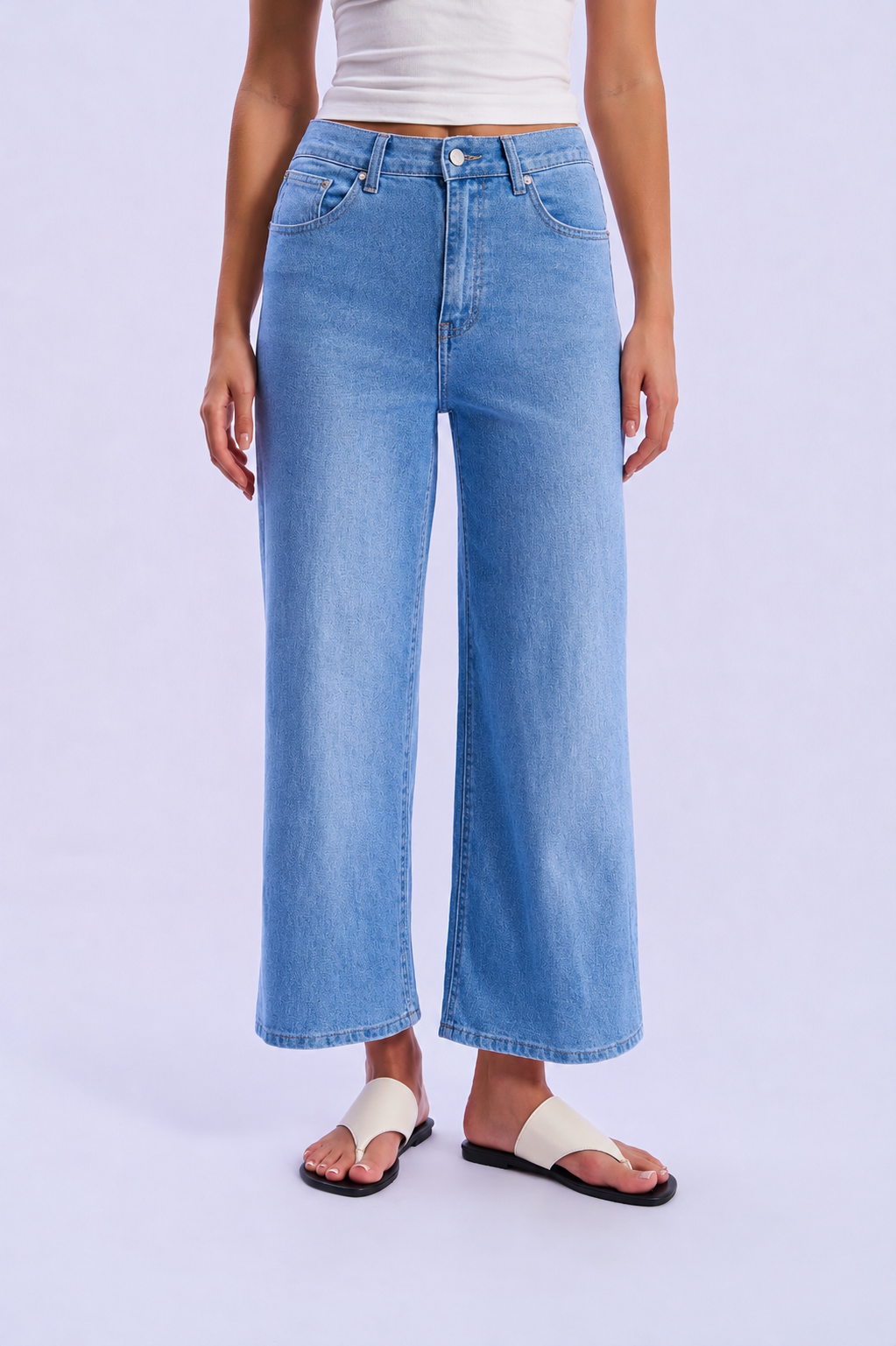 High-Waisted Straight Wide-Leg Jeans