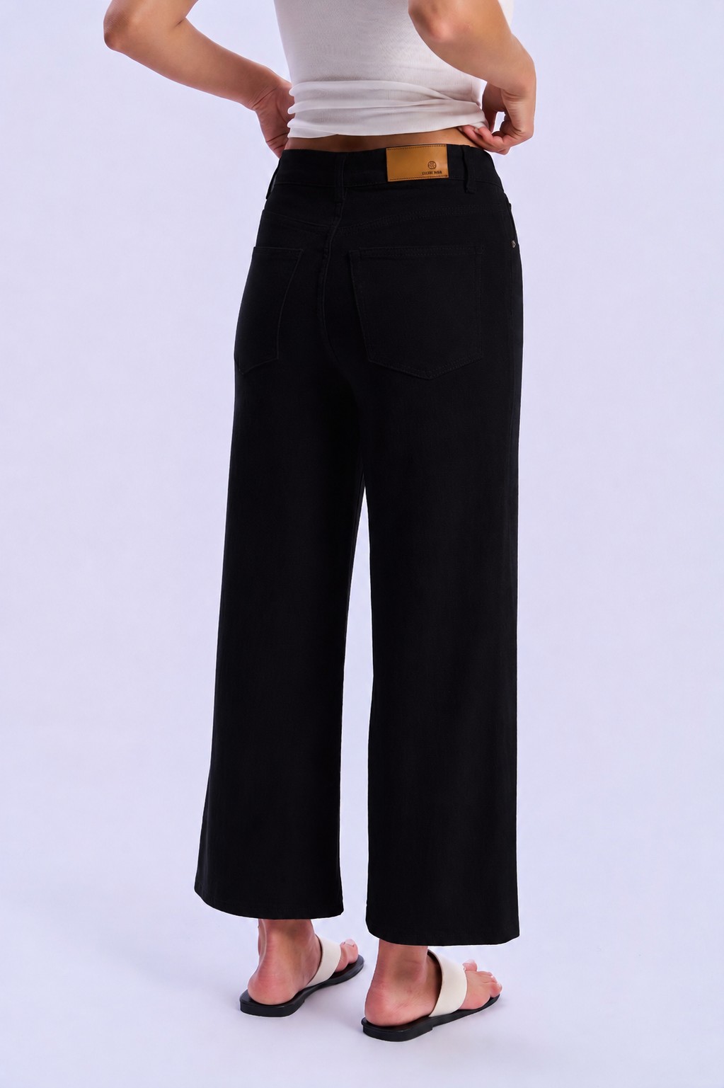 High-Waisted Straight Wide-Leg Jeans