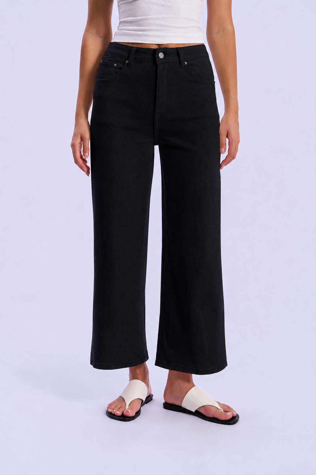 High-Waisted Straight Wide-Leg Jeans