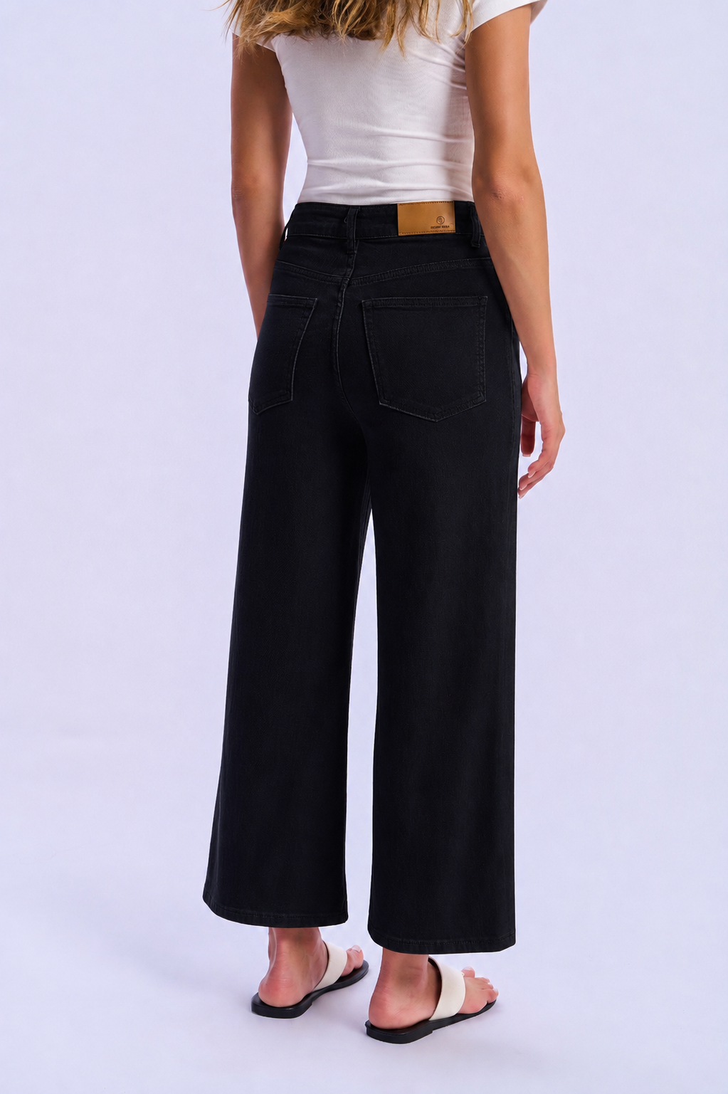 High-Waisted Straight Wide-Leg Jeans