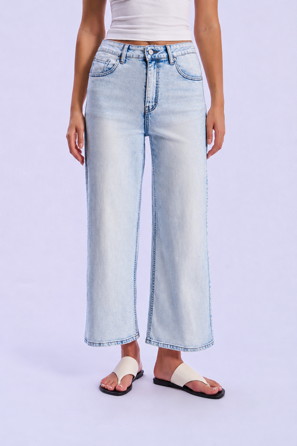 High-Waisted Straight Wide-Leg Jeans